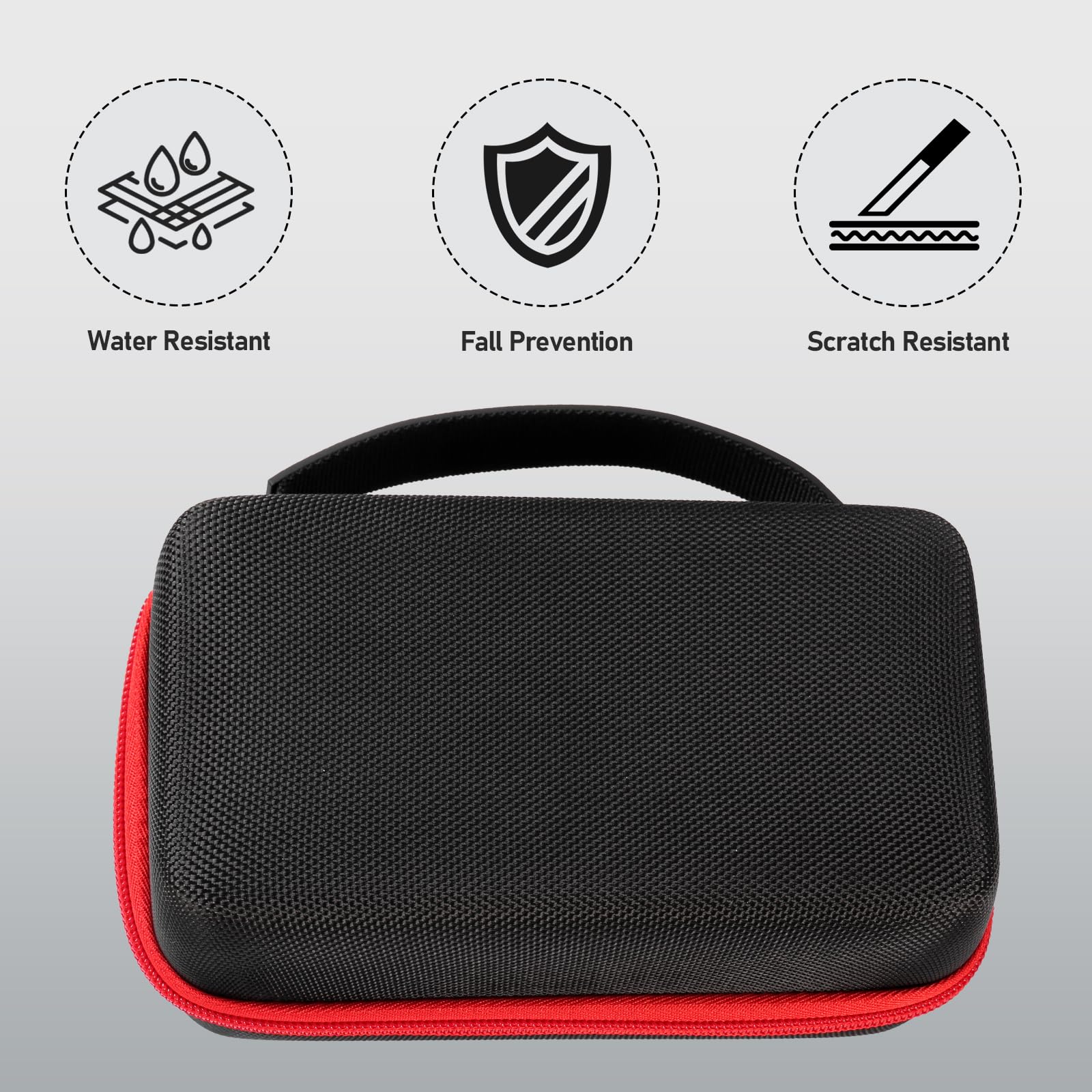 Portable Air Compressor Storage Case for Airmoto Tire Inflator - 120 PSI Air Pump Accessories Organizer with Car Tire Pressure Gauge (150 PSI) - Fits Air Hose & Connectors - Durable Black+Red Zipper Box - Perfect for Road Trips, Emergency Car Maintenance & Garage Organization