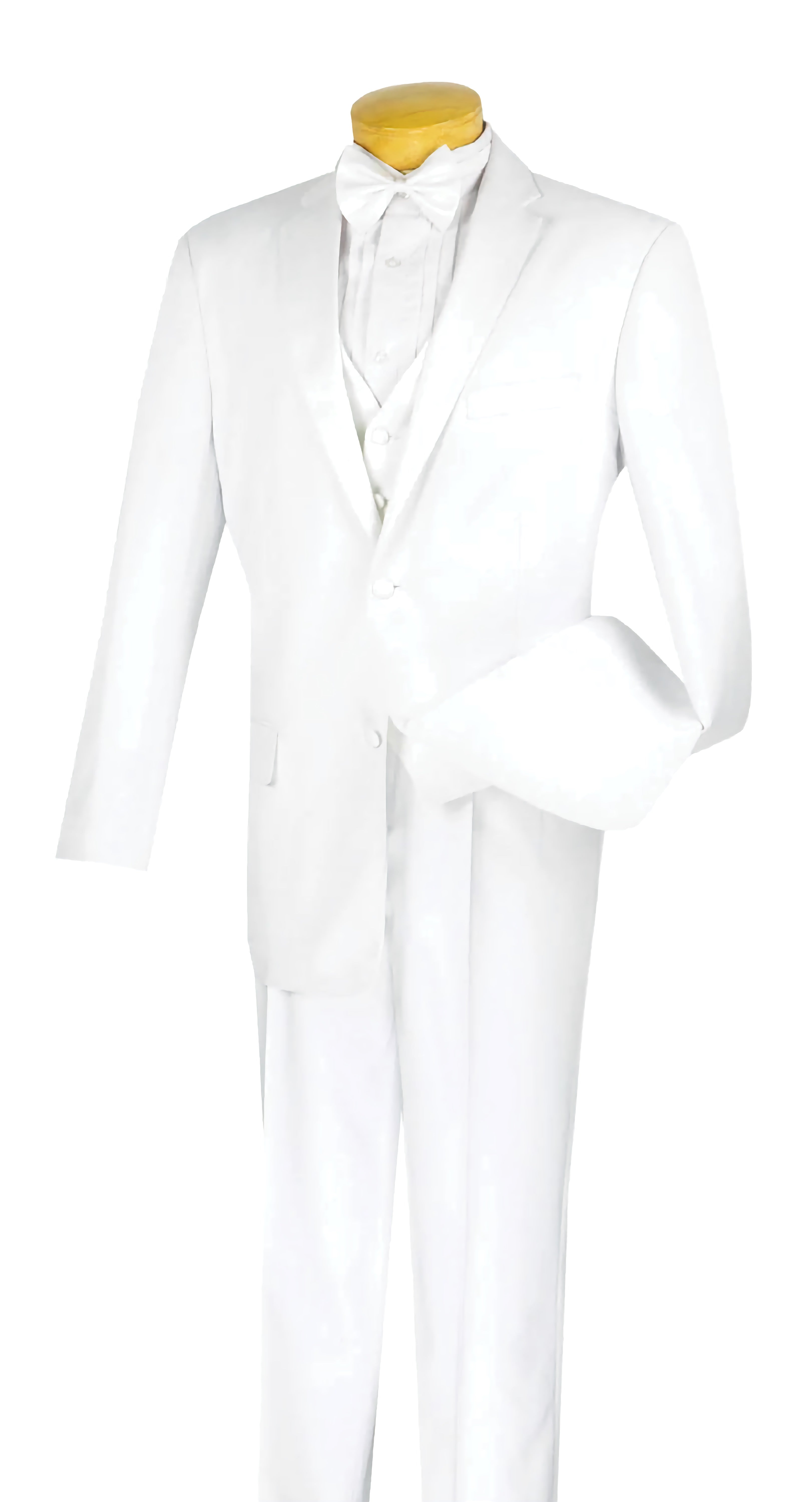 Classic White Tuxedo 4-Piece Suit Set with Vest & Bow Tie | Formal Wedding Attire, Prom Outfit & Black Tie Event Wear