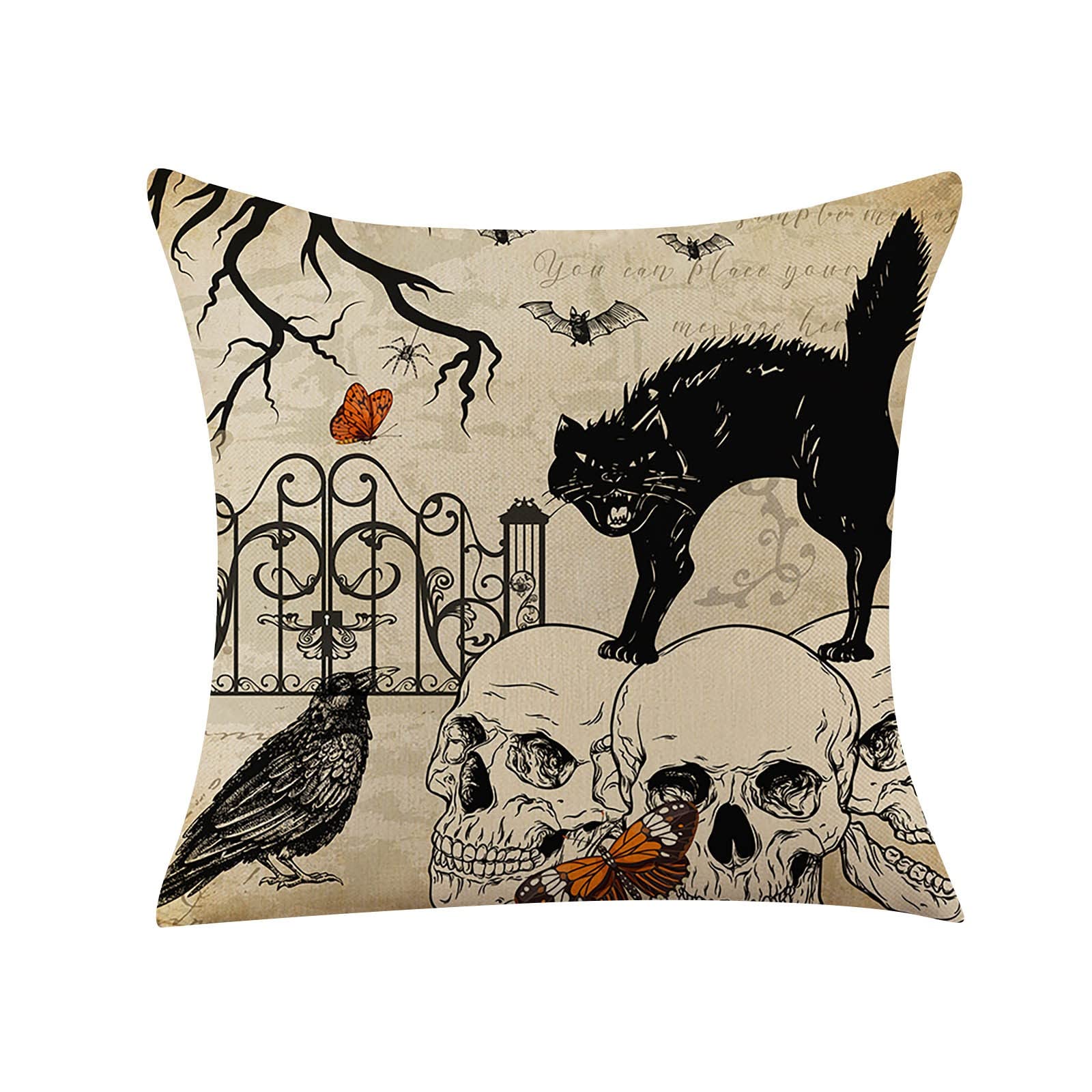 Halloween Throw Pillow Covers - Spooky Decor Cushion Cases for Sofa, Bed, Car Seat - Soft Halloween Home Decor for Living Room, Party, Gift Giving