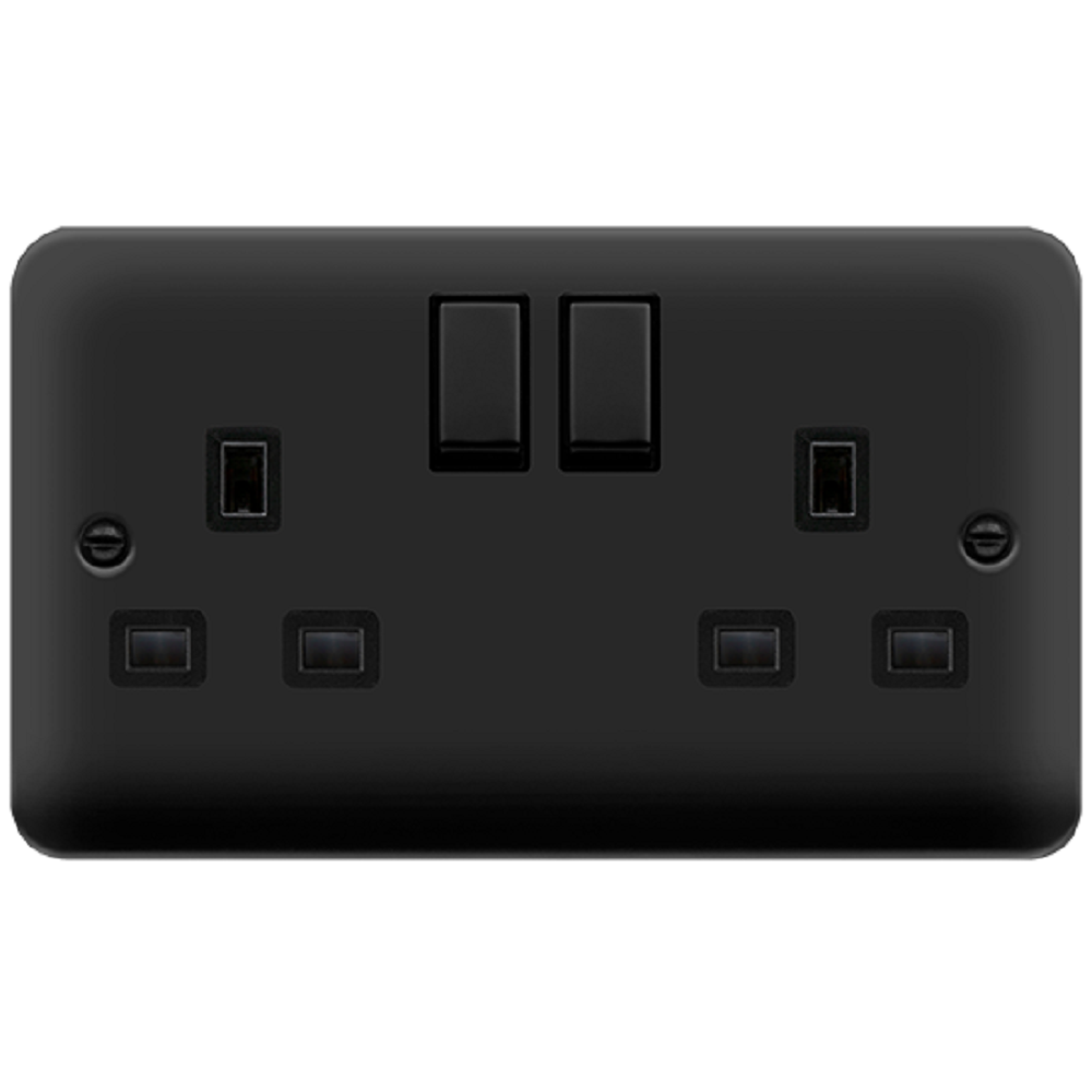 Click Deco Plus Matt Black 13A Double Socket DPMB536BK - Modern Electrical Outlet for Home & Office Use