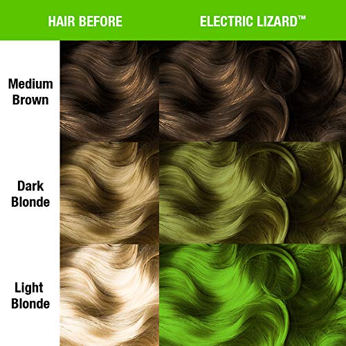 Manic Panic Electric Lizard Semi-Permanent Hair Dye - Vibrant Green Color - 8oz Bottle - Vegan & Cruelty-Free - Perfect for Punk, Cosplay & Festival Hairstyles