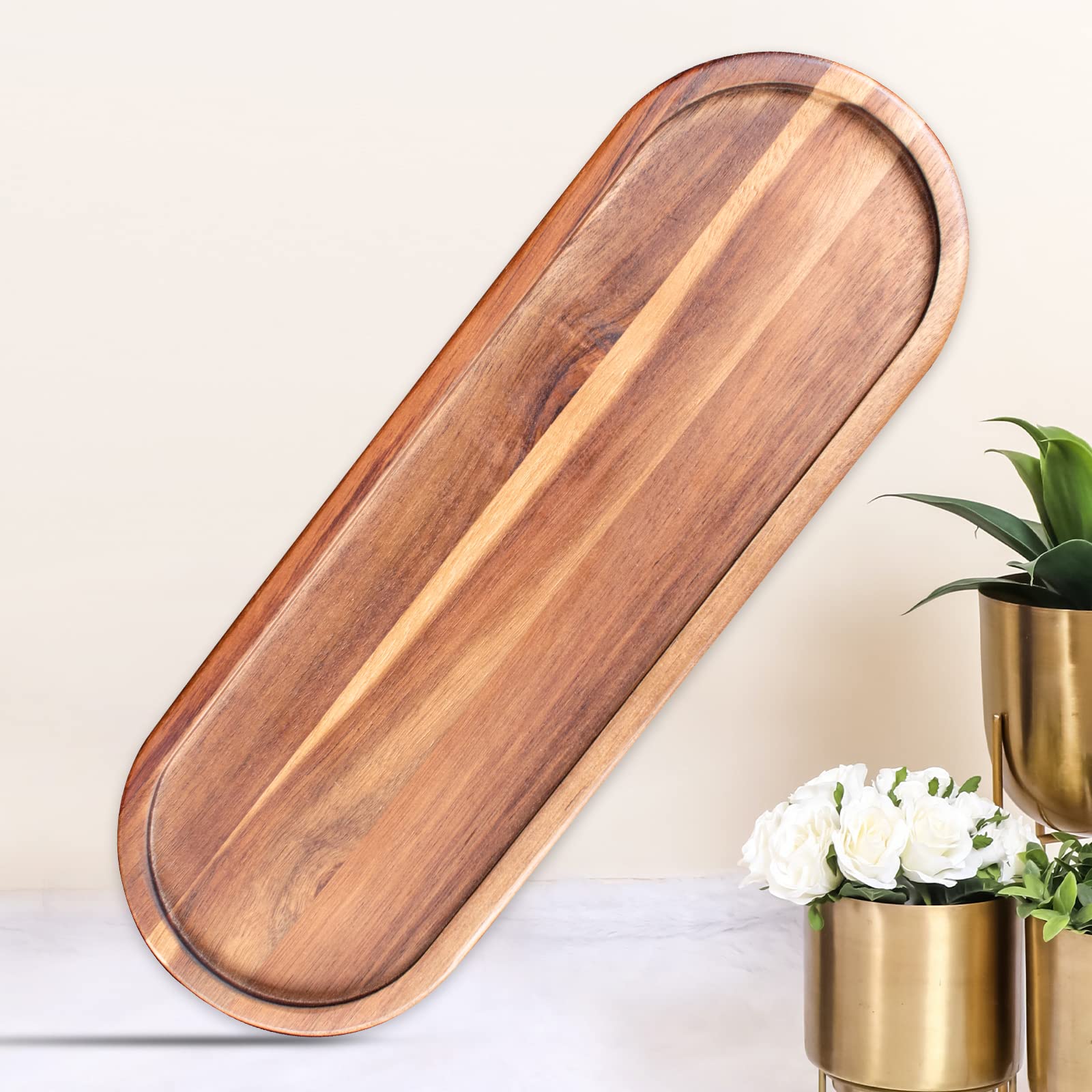 Farmhouse Wooden Vanity Tray for Bathroom & Kitchen - Rustic Perfume Organizer, Soap Bottle Storage, Countertop Decor - Perfect for Farmhouse, Apartment, and Spa Style Decor