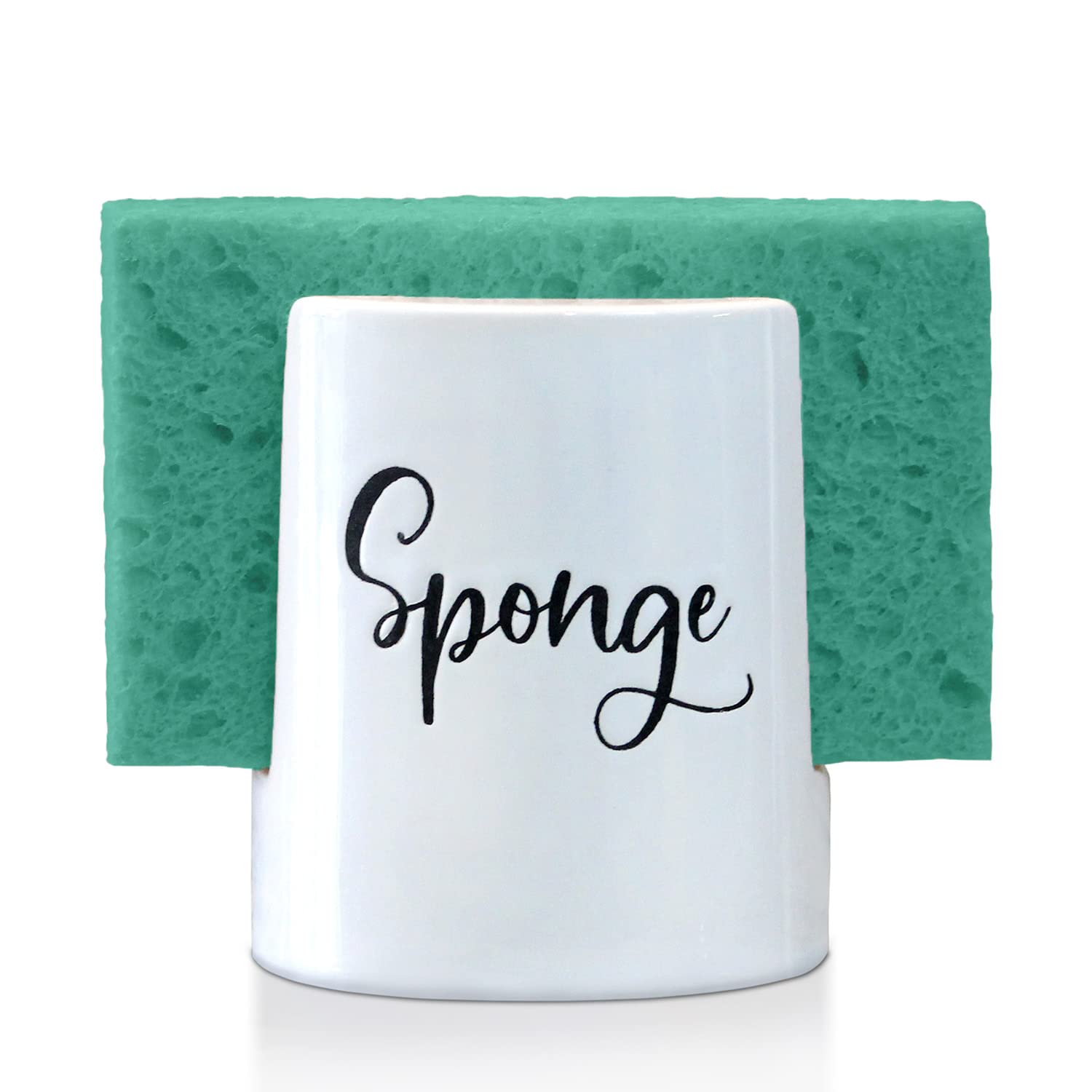 Home Acre Designs White Ceramic Sponge Holder for Kitchen Sink - Rustic Farmhouse Style Kitchen Organizer - Perfect for Soap & Sponge Storage in Modern, Country, or Cottage Homes