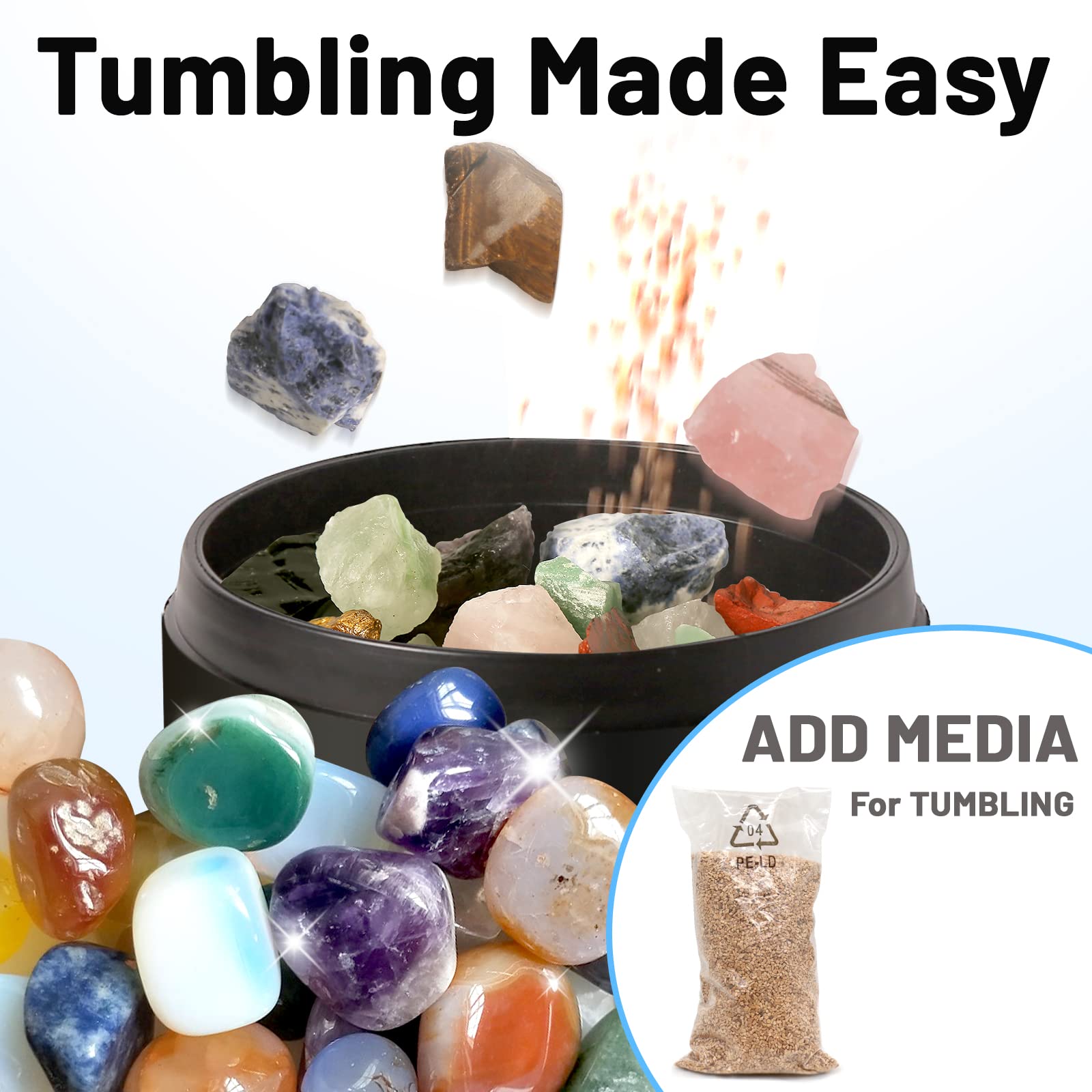 Leegol Electric 1LB Rock Tumbler Kit - Rotary Rock Polisher with 7-Day Timer for Lapidary, Jewelry Making & Stone Polishing - Perfect for Beginners & Hobbyists