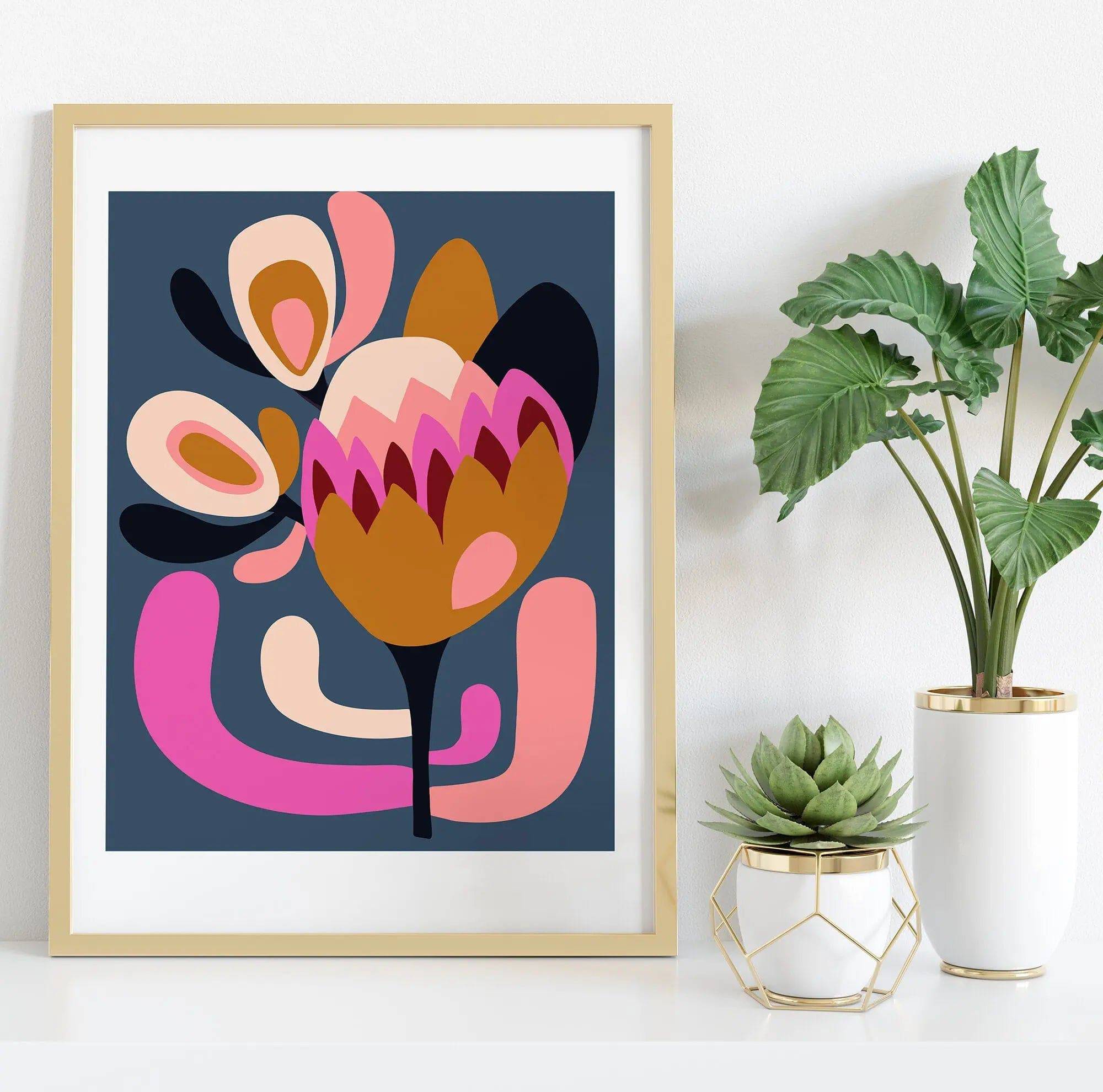 Modern Protea Wall Art Print - Handmade Floral Canvas Painting for Home Decor - Perfect for Living Room, Bedroom & Office