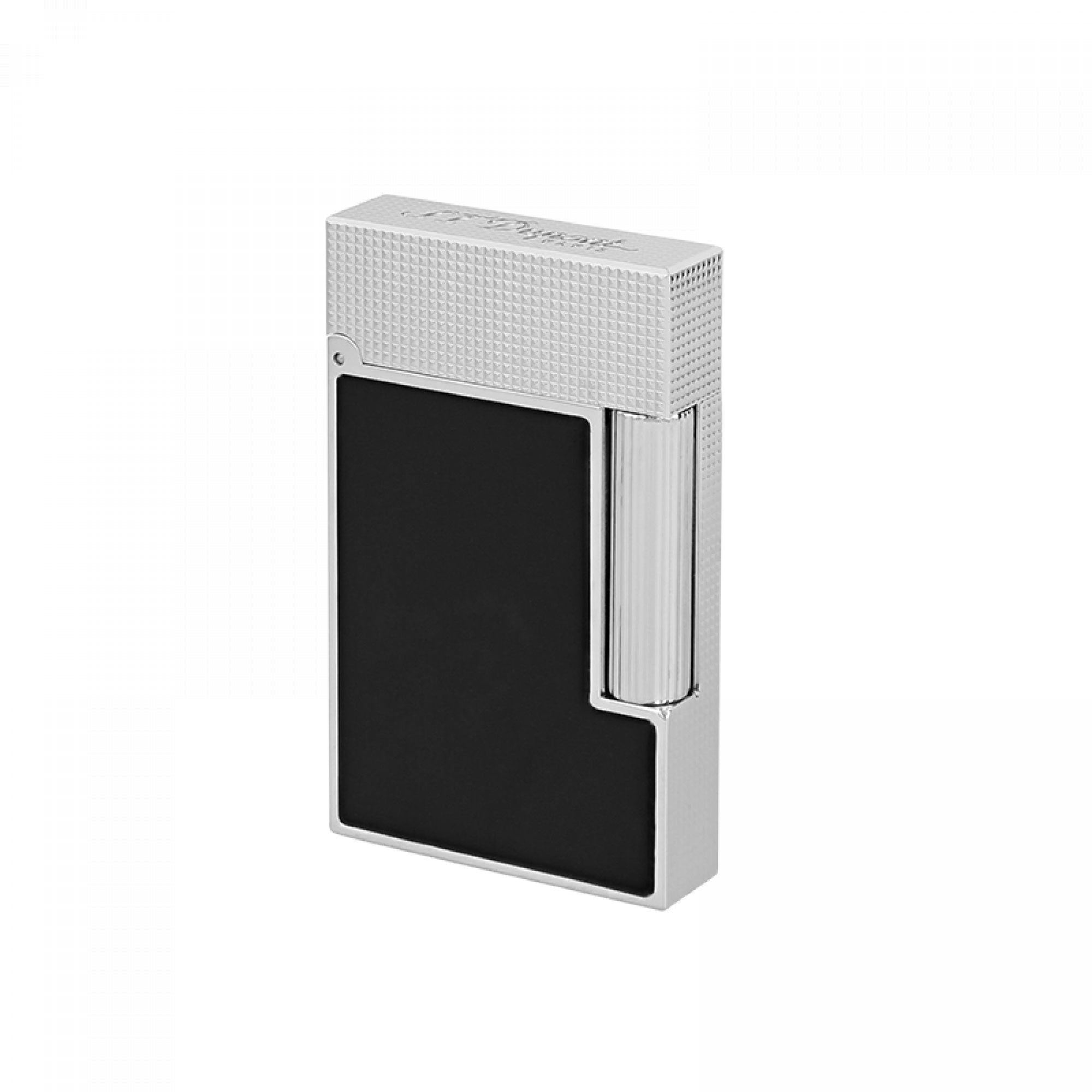 S.T. Dupont Ligne 2 Diamond Head Platinum & Black Luxury Lighter - Perfect for Cigars, Gifts & Collectors | Premium Windproof Flame for Outdoor Use