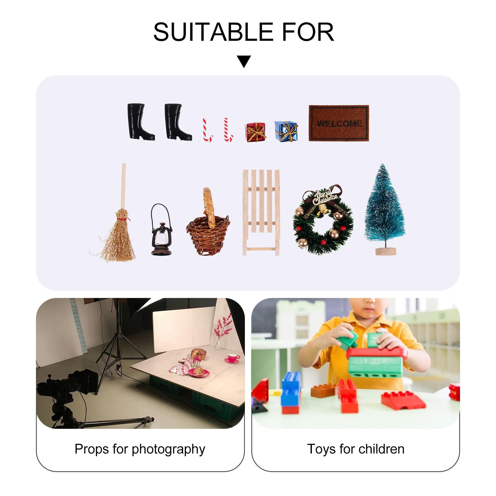 GANAZONO 11-Piece Miniature Dollhouse Ornaments Set - Tiny Christmas Garden Tools for Kids, Mini Desktop Decorations - Perfect for Holiday Displays, Fairy Gardens & Children's Playrooms