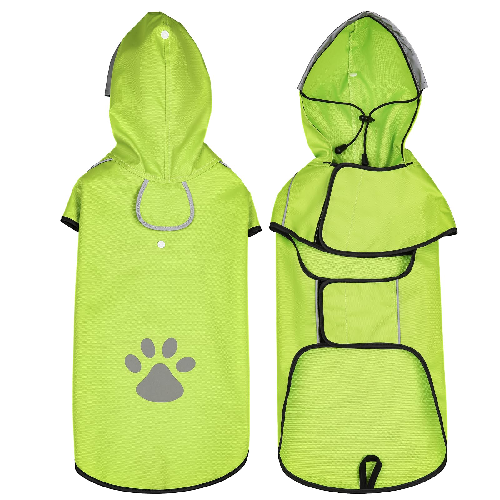 Waterproof Reflective Puppy Raincoat with Hood & Adjustable Drawstring - Small Dog Rain Jacket with Leash Hole for Safety Walking in Rain (Green, Size S) - Perfect for Outdoor Adventures, Park Visits & Wet Weather Protection