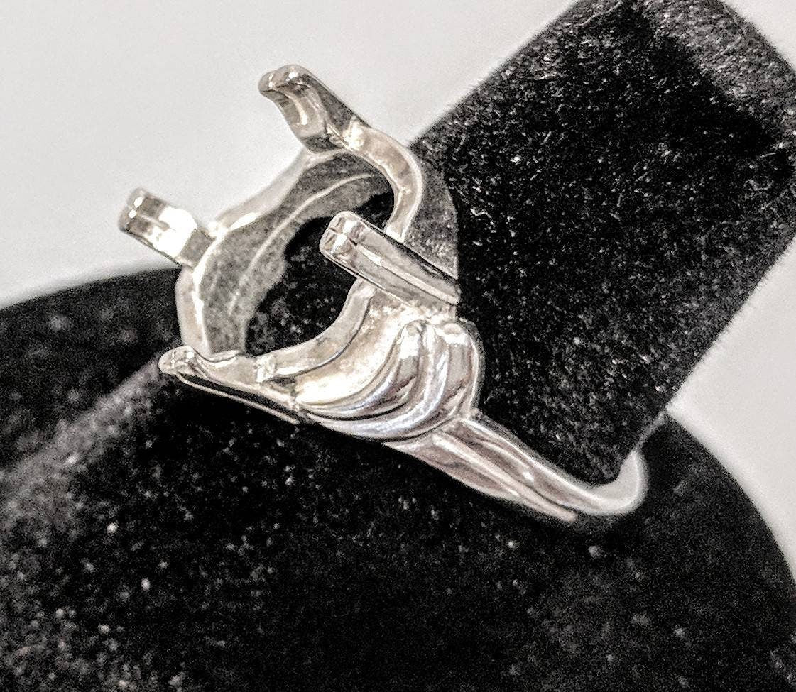 Solid Sterling Silver or 14K Gold 8x6mm & 16x12mm Oval Double Prong Ring Setting - Size 7 (163664/143664) - Perfect for Engagement Rings & Jewelry Making