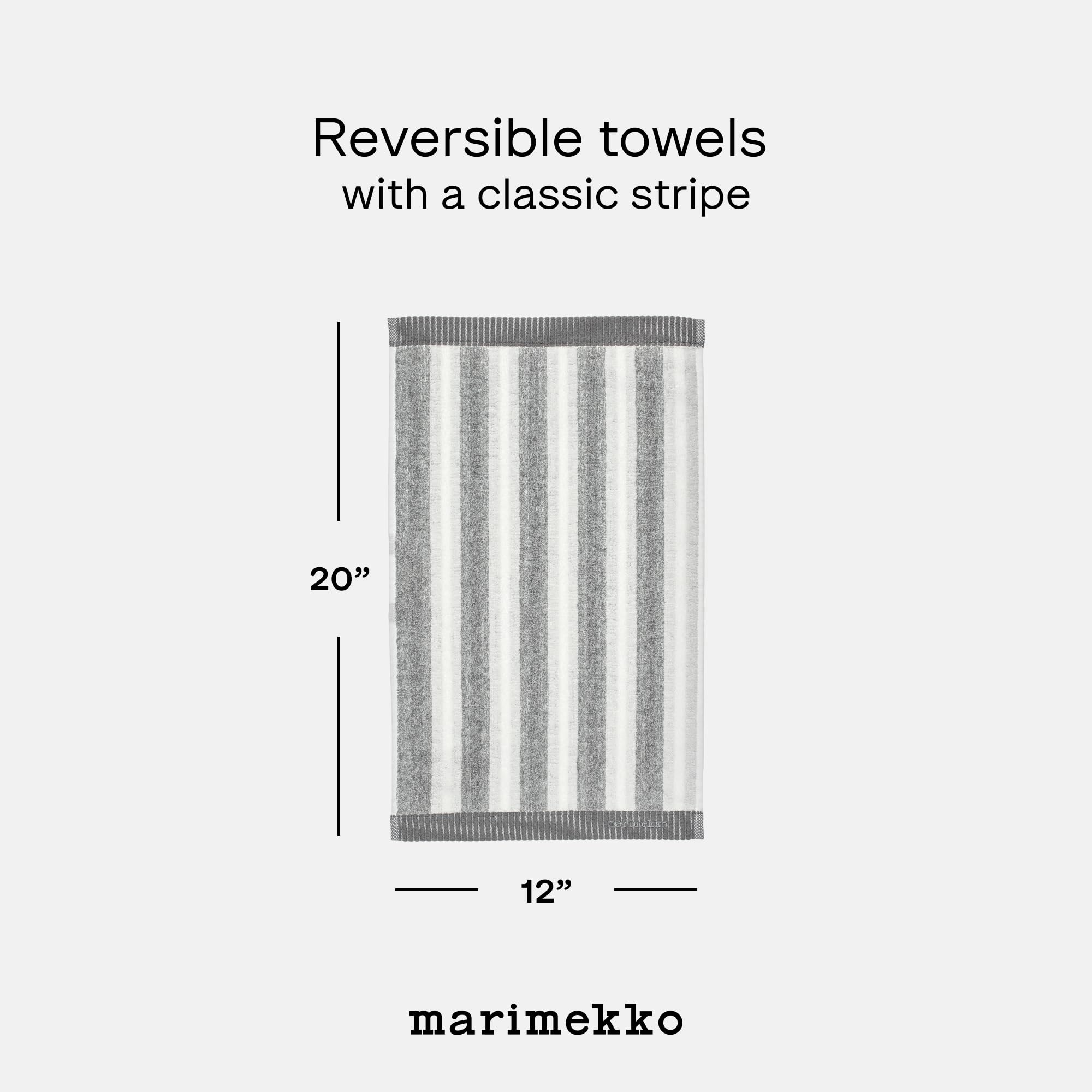 MARIMEKKO Kaksi Raitaa Terry Cotton Guest Towel Set - Grey Nimikko & Ujo Patterned Bathroom Hand Towels 20x12 Inches - Perfect for Guest Bathrooms, Powder Rooms & Spa Decor
