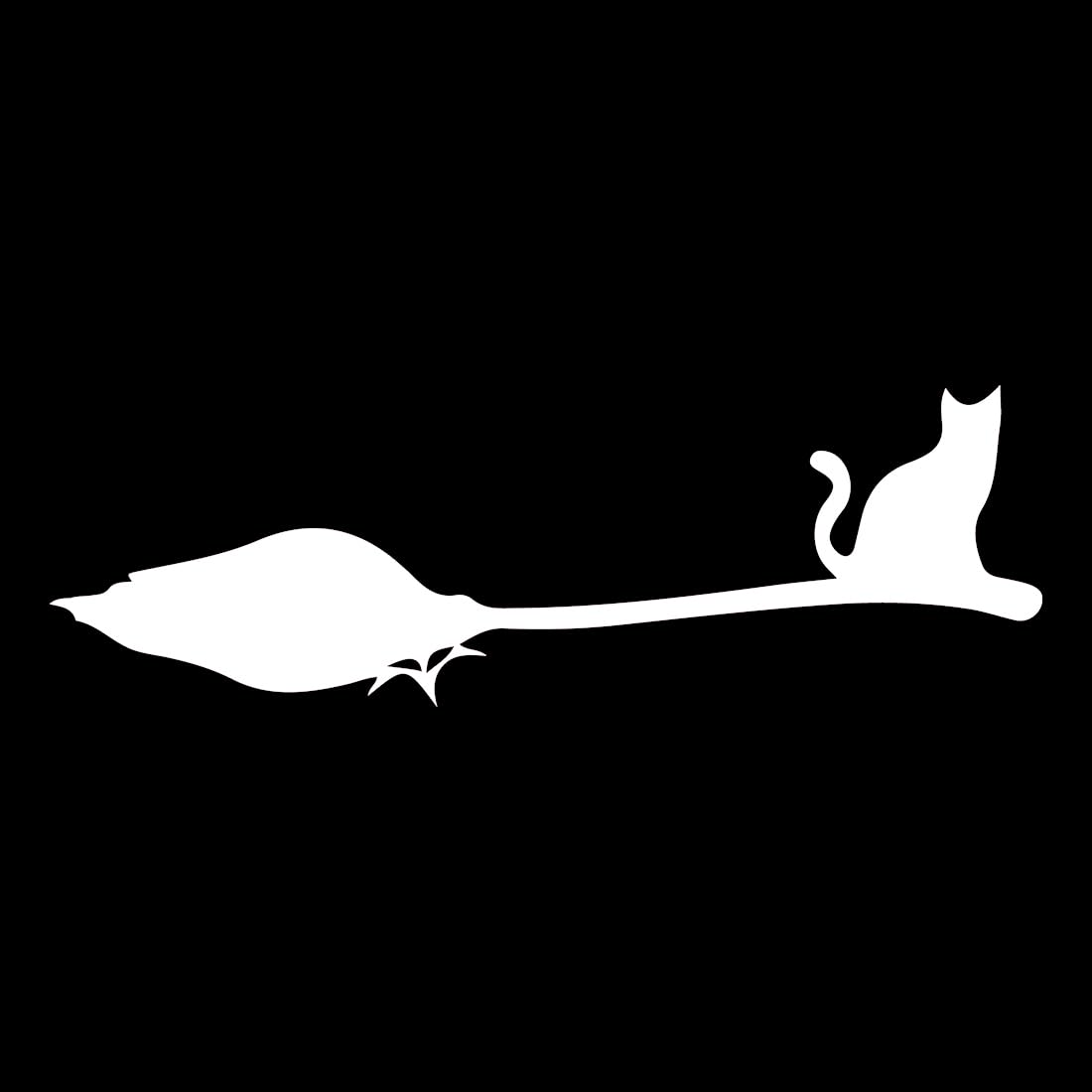 Premium Waterproof Vinyl Decal Stickers - Cat Sitting On Broom (White, Set of 2) for Laptop, Phone, Helmet, Car Window, Bumper, Mug, Cup, Door & Wall Decoration - Perfect for Halloween Decor, Witch-Themed Parties & Unique Gift Ideas