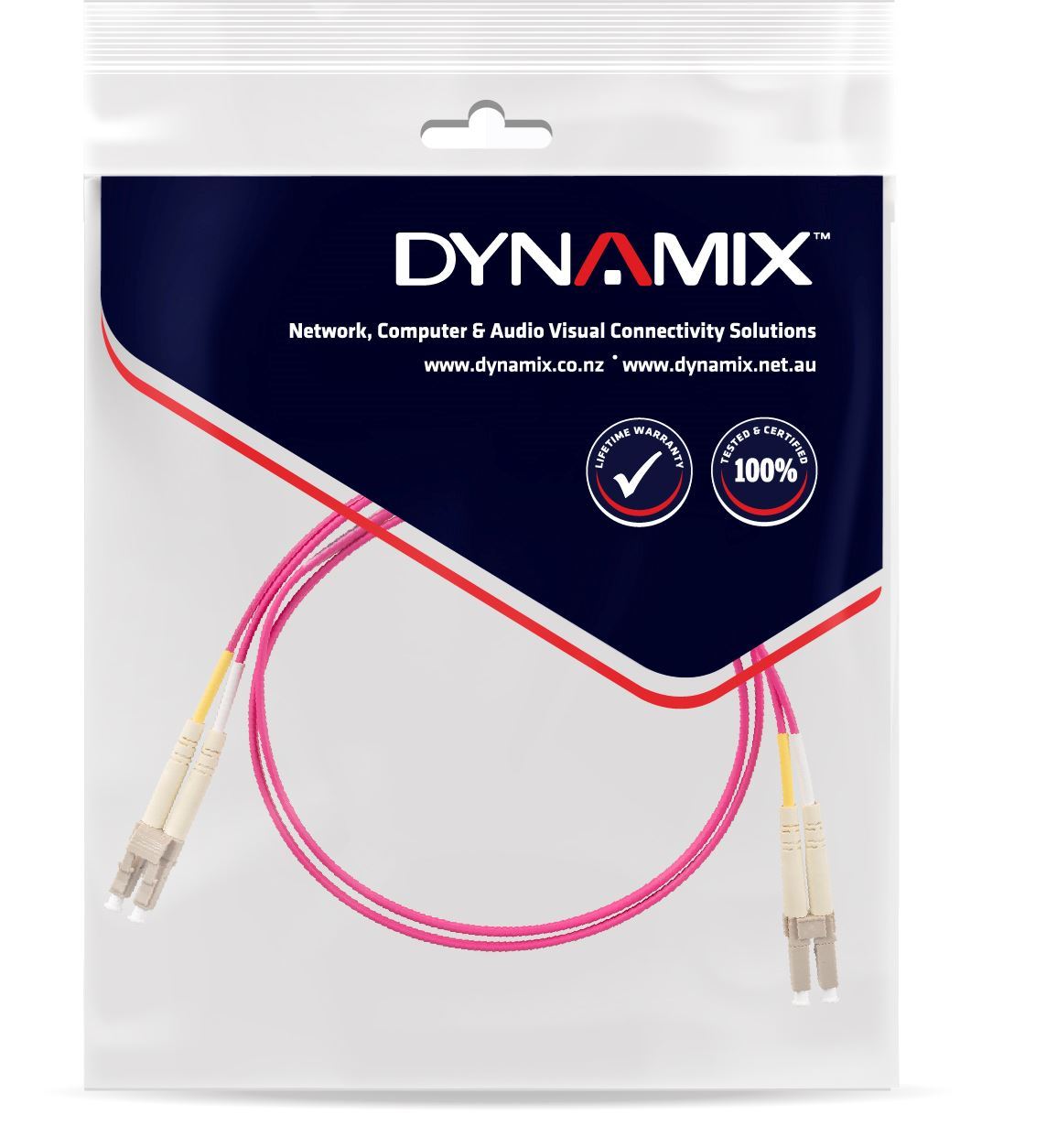 0.5M 50u LC/LC OM4 Fiber Optic Patch Cable (Duplex, Multimode, Raspberry Pink LSZH Jacket) - High-Speed Data Center, Server Room & Network Connectivity Solution