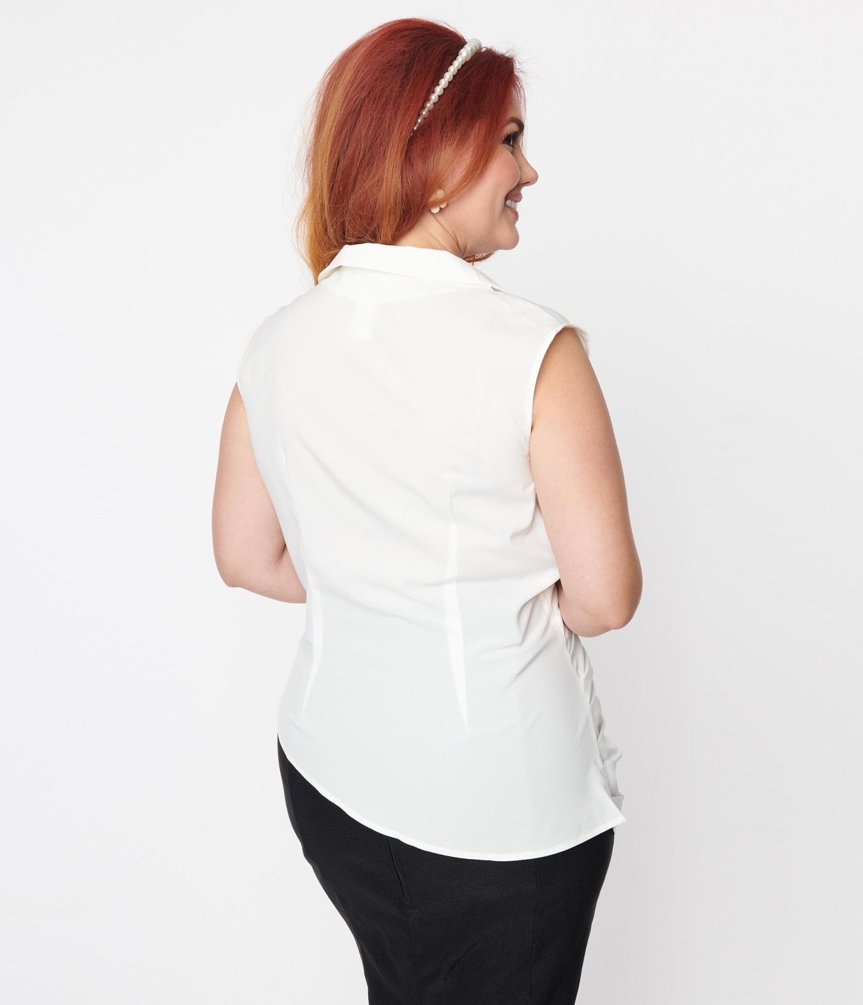 Ivory Asymmetrical Pleated Blouse for Women | Elegant Ruffled Tunic Top | Perfect for Office, Date Night & Special Occasions