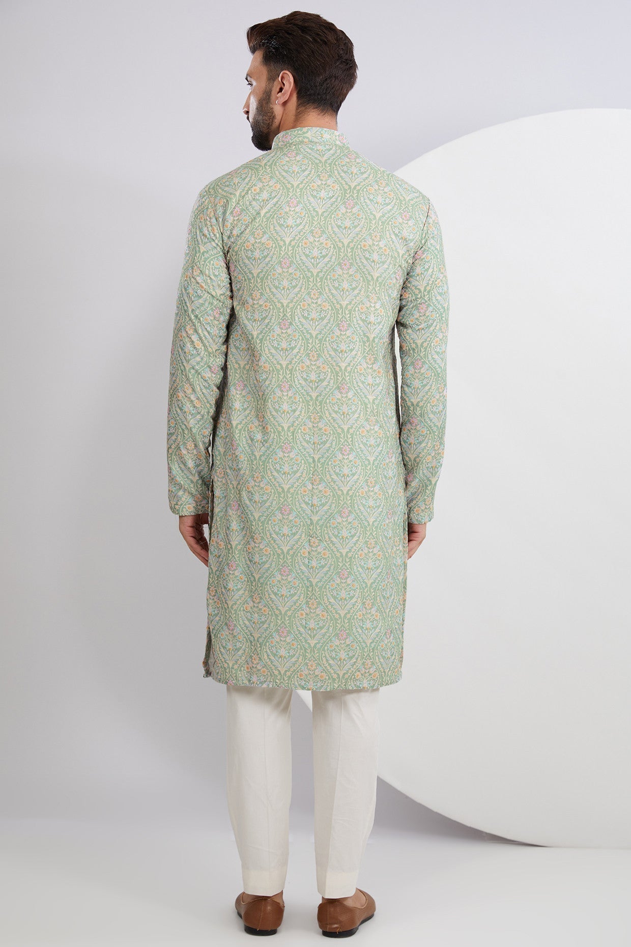 Pastel Green Embroidered Kurta for Women - Elegant Traditional Indian Tunic Top for Festivals, Weddings & Casual Wear