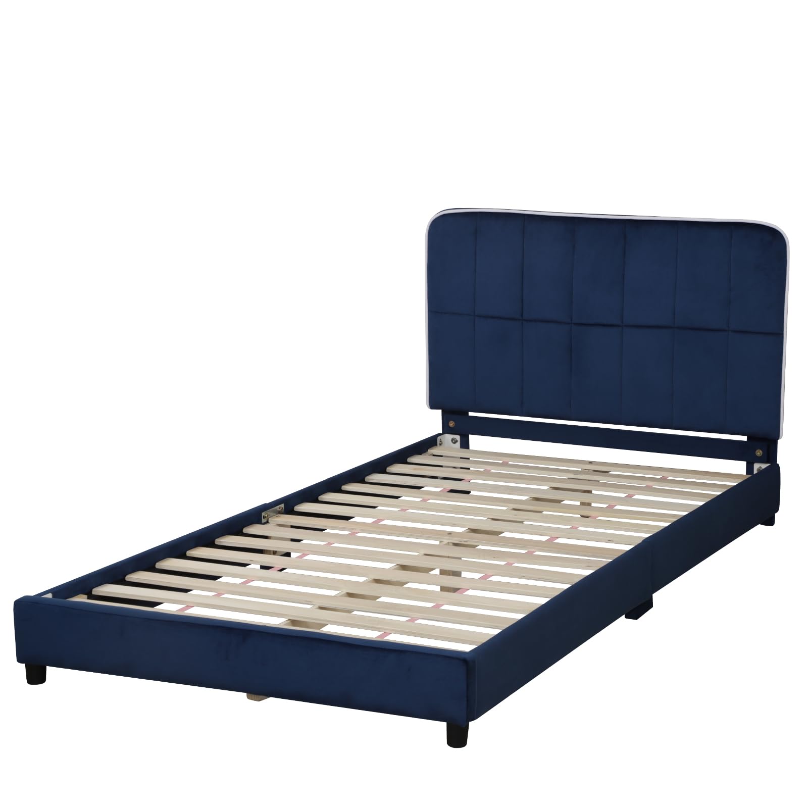 Adjustable Height Toddler Beds - Upholstered Twin Bed Frame for Kids & Girls, Fits Standard 75