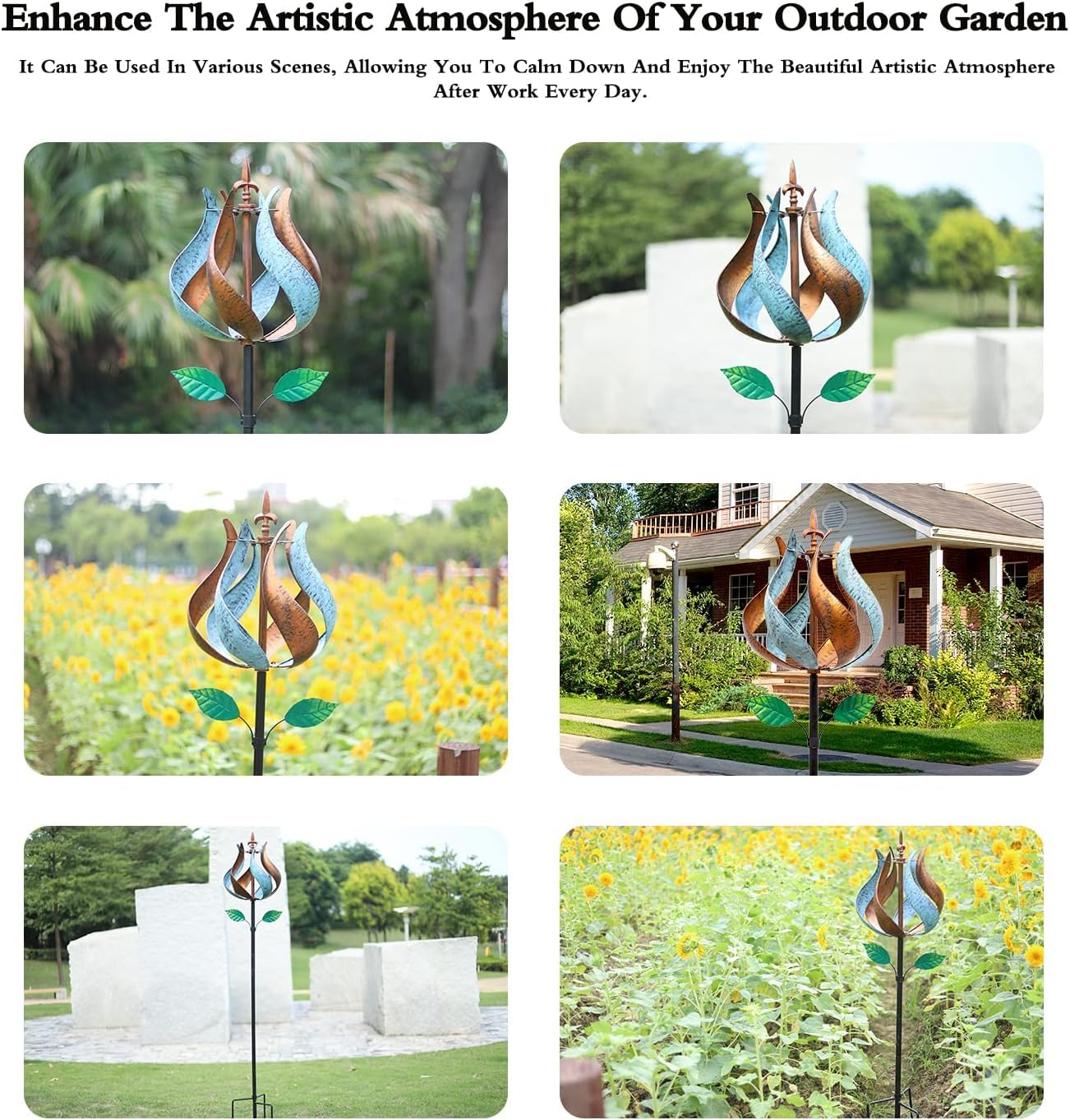 Large 360° Metal Wind Spinner for Yard & Garden - 75'' x 14'' Outdoor Decor, Birthday Gift for Women & Family | Perfect for Patio, Lawn, Backyard & Outdoor Spaces