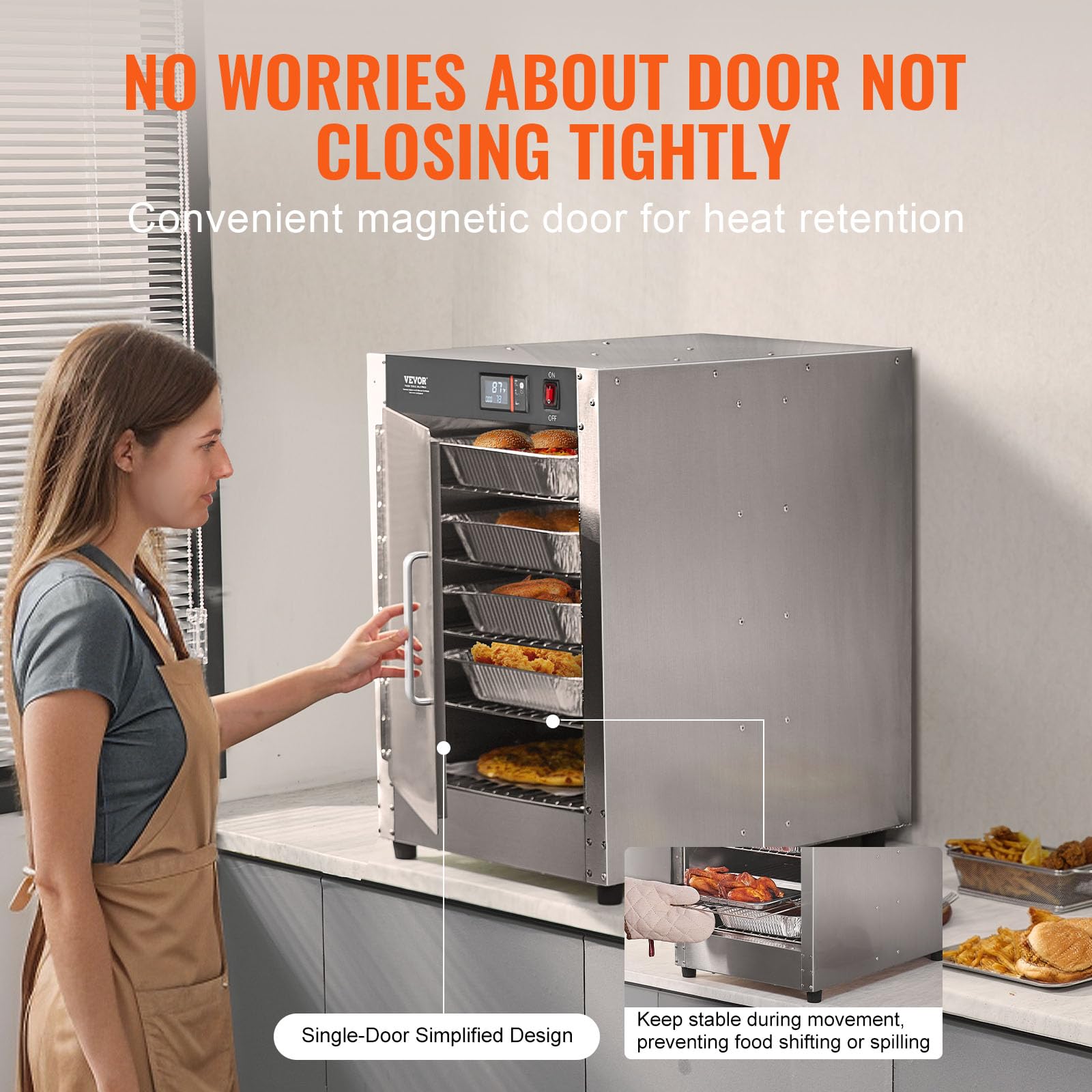 VEVOR 5-Tier Commercial Food Warmer Cabinet - Stainless Steel Hot Box with Adjustable Shelves, Water Tray & 5 Pans - Perfect for Restaurants, Catering & Pizza Keeping | Ideal for Buffets, Cafeterias & Food Service Businesses