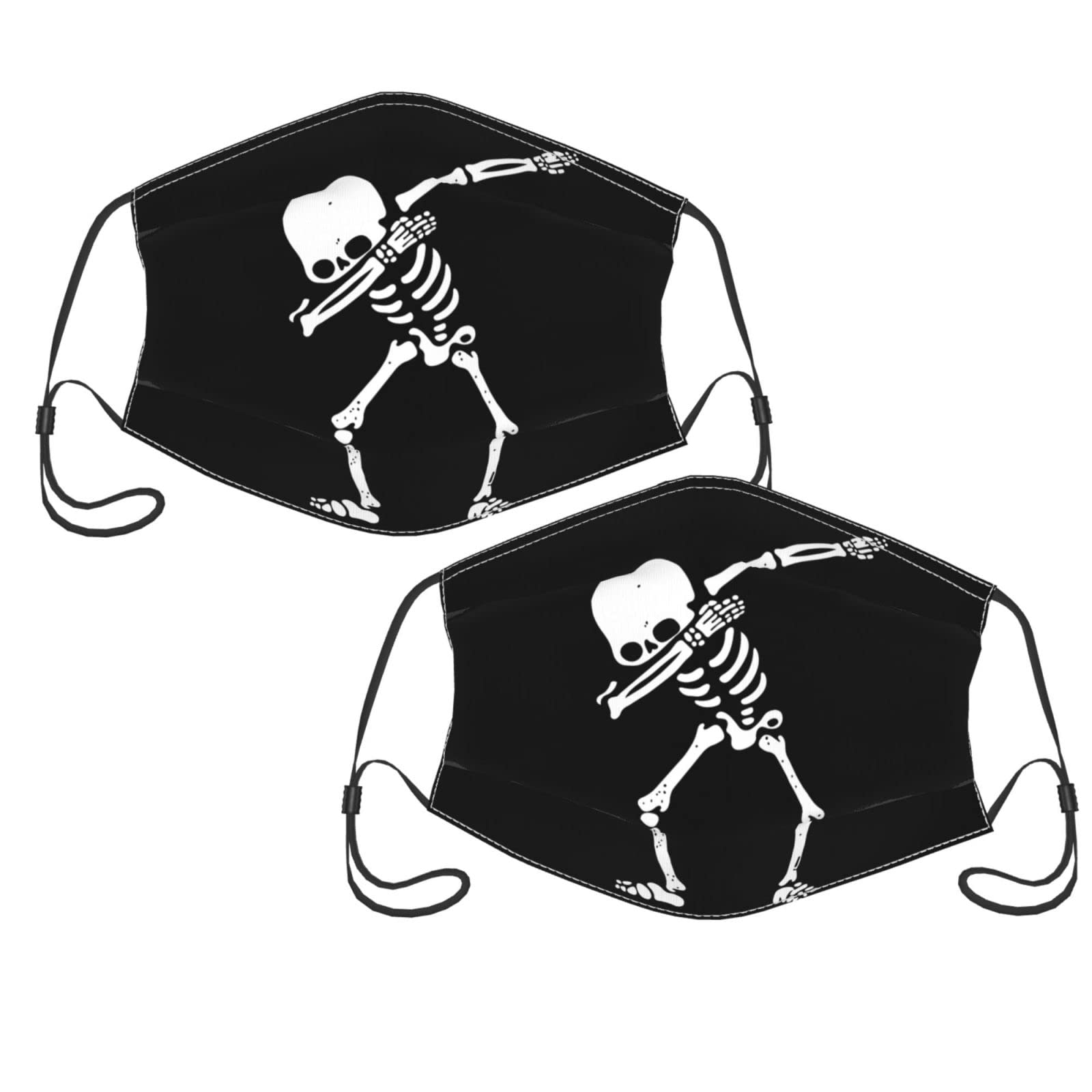 Argentina Soccer Skeleton Design Reusable Couple Face Masks with 2 Filters - Washable Fashion Balaclava, Adjustable Ear Loops, Soft & Breathable for Outdoor Sports, Dust & Wind Protection - Perfect for Soccer Fans, Halloween Costumes & Winter Sports