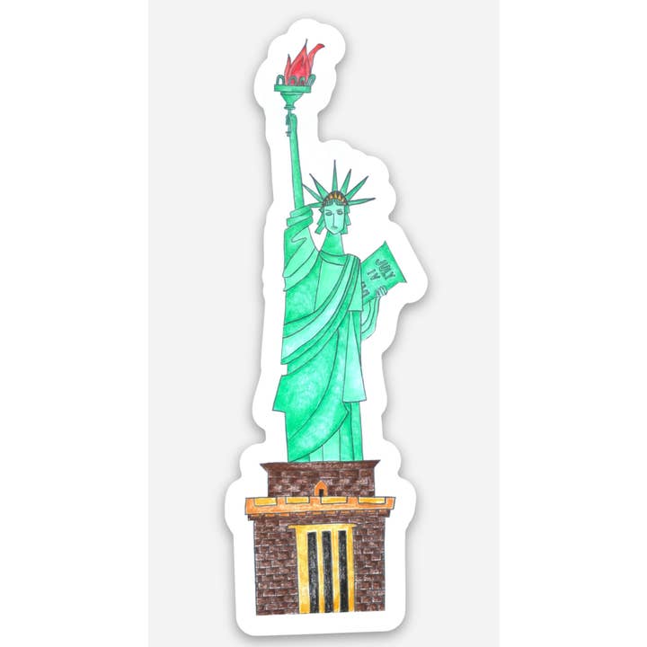Statue of Liberty Vinyl Sticker - Waterproof Decal for Laptops, Cars & Travel Accessories - Patriotic USA Gift Idea