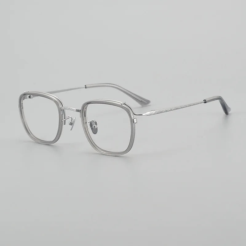Stylish Black Unisex Square Titanium Acetate Eyeglasses Frame 6015 | Lightweight & Durable | Perfect for Work, Reading & Fashion Accessories