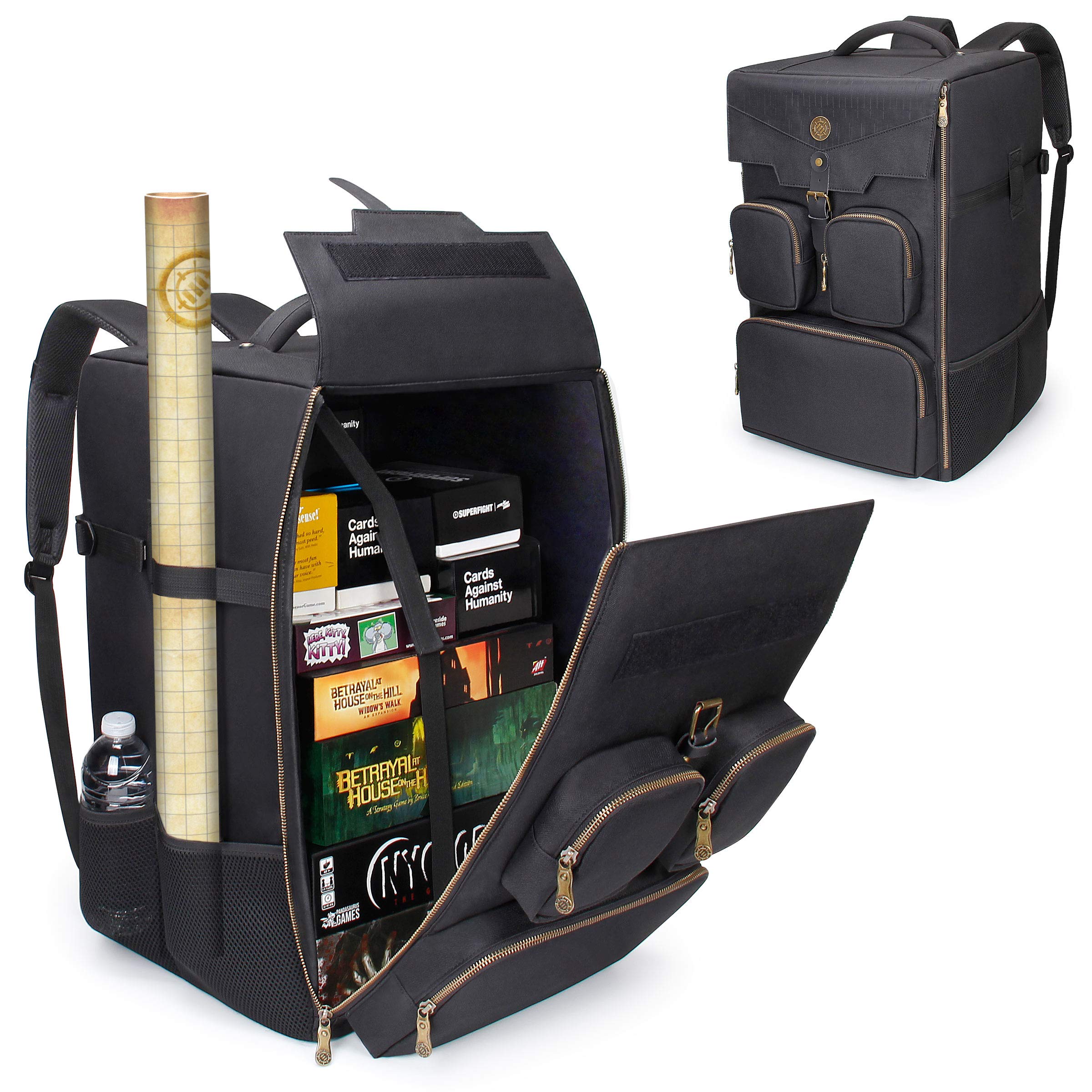 Premium Board Game Backpack - Heavy-Duty Rigid Storage Case with Padded Shoulder Straps & Carry Handle - Organizer Pockets for Dice, Cards & Accessories - Perfect for Tabletop RPGs, Game Nights & Travel Adventures