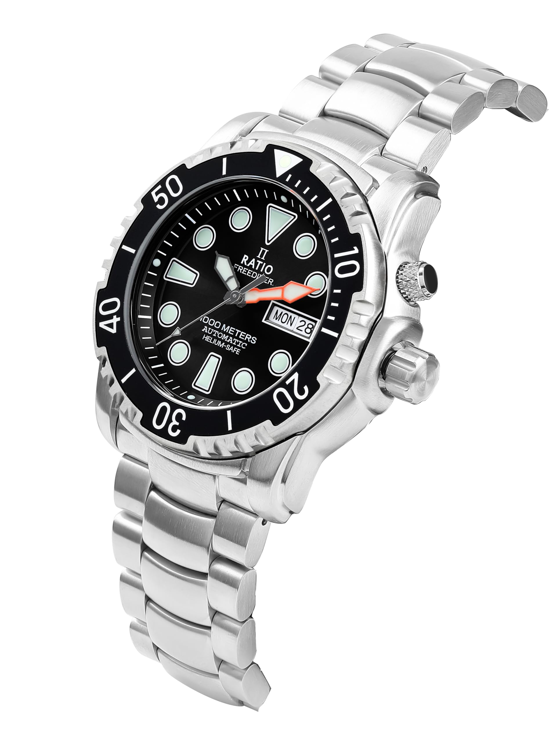 **Ratio FreeDiver Helium-Safe Automatic Dive Watch for Men - 1000M Water Resistant, Sapphire Crystal, Professional Scuba Diving Gear for Deep Sea Exploration & Water Sports**