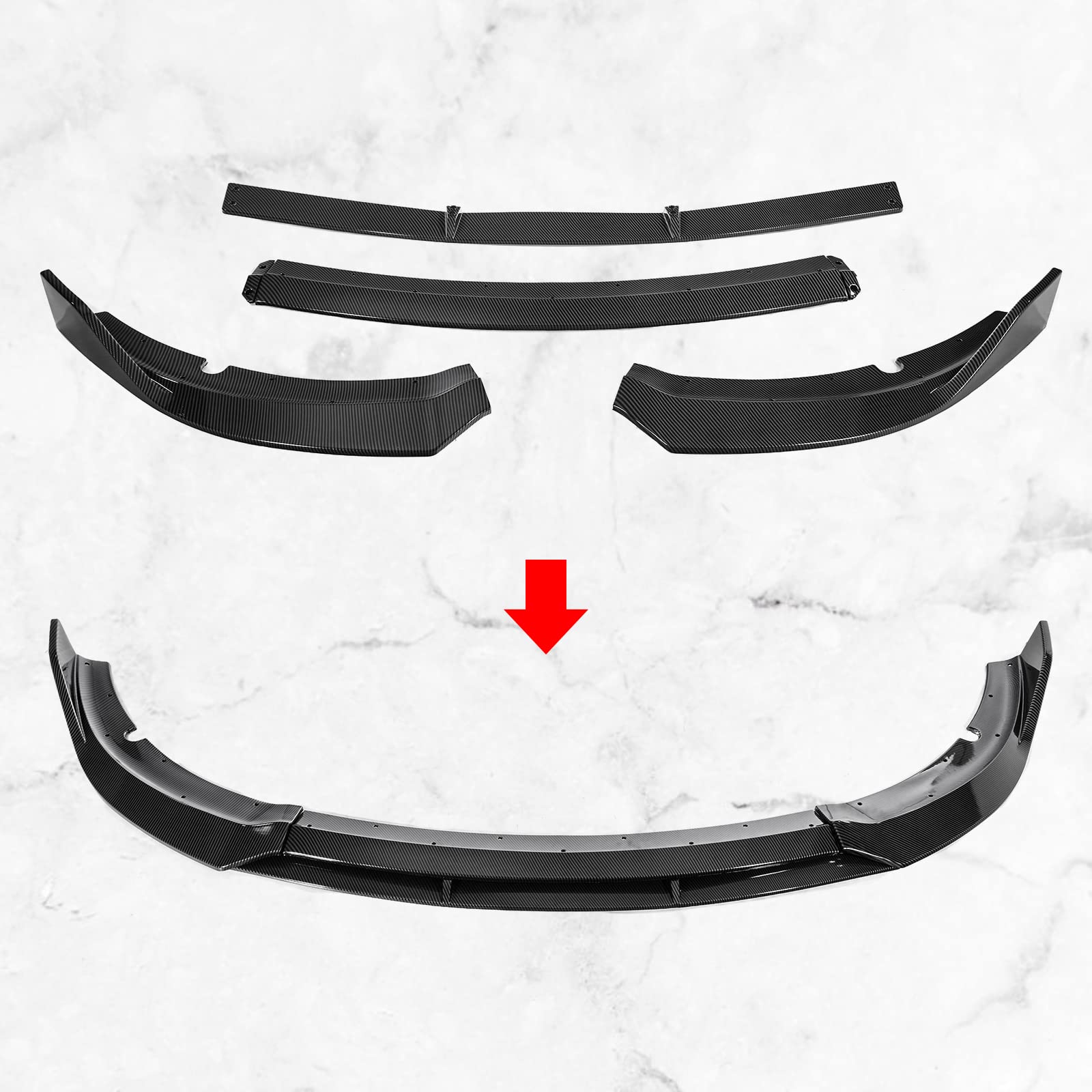 AUXMART Carbon Fiber Front Bumper Lip Splitter for 2015-2023 Dodge Charger SRT | V2 Style Spoiler & Chin Protector | Body Kit Upgrade for Enhanced Style & Protection | Perfect for Street Racing & Car Shows