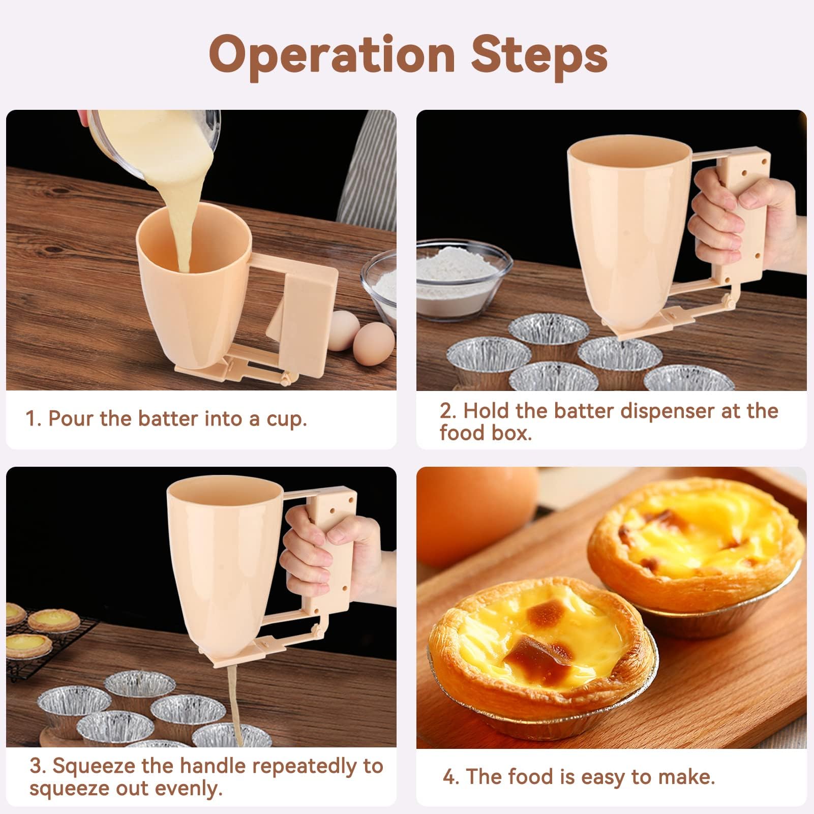 **Pancake Batter Dispenser - Manual Batter Dispenser for Pancakes, Cupcakes, Waffles & Cookies - Handheld Kitchen Baking Tool for Easy & Mess-Free Batter Pouring**    *(Perfect for Breakfast, Brunch, Baking Parties & Family Cooking Fun!)*