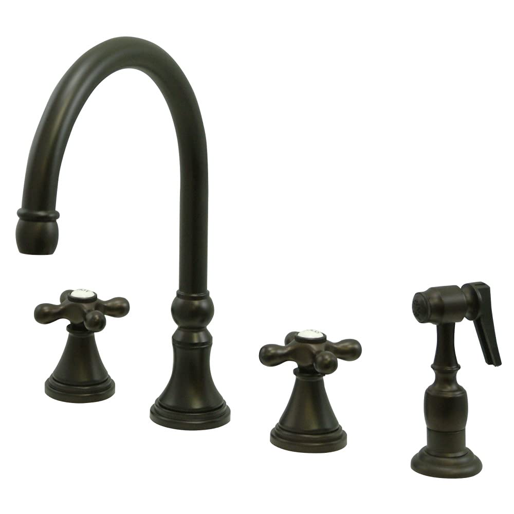 Kingston Brass KS2795AXBS Governor 8-1/4-Inch Deck Mount Kitchen Faucet with Brass Sprayer in Oil Rubbed Bronze - Perfect for Modern Farmhouse & Industrial Style Kitchens