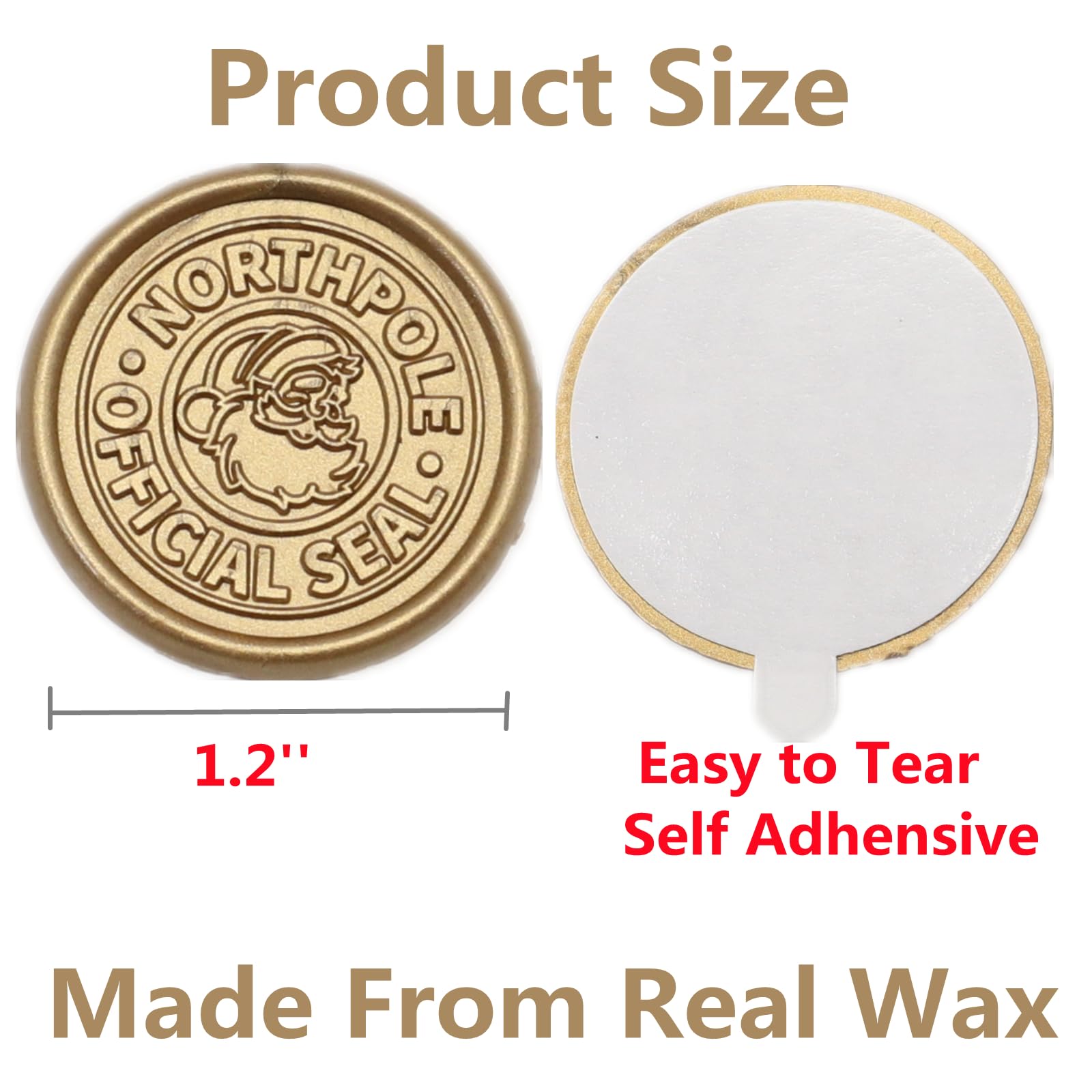 Premium Christmas Wax Seal Stickers - 50 Pcs Self-Adhesive Santa Claus Holiday Envelope Seals in Red, Green & Gold for Gift Wrapping, Wedding Invitations & Holiday Cards