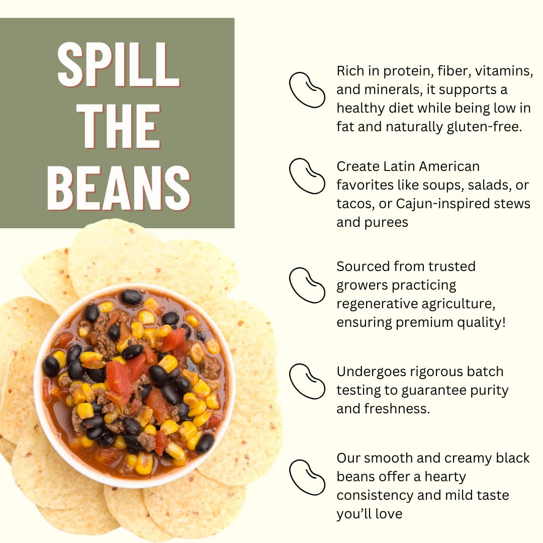 USDA Certified Organic Bulk Black Beans - 40 lbs | Non-GMO, Vegan, Plant-Based Protein & Fiber | Perfect for Soups, Stews & Meal Prep