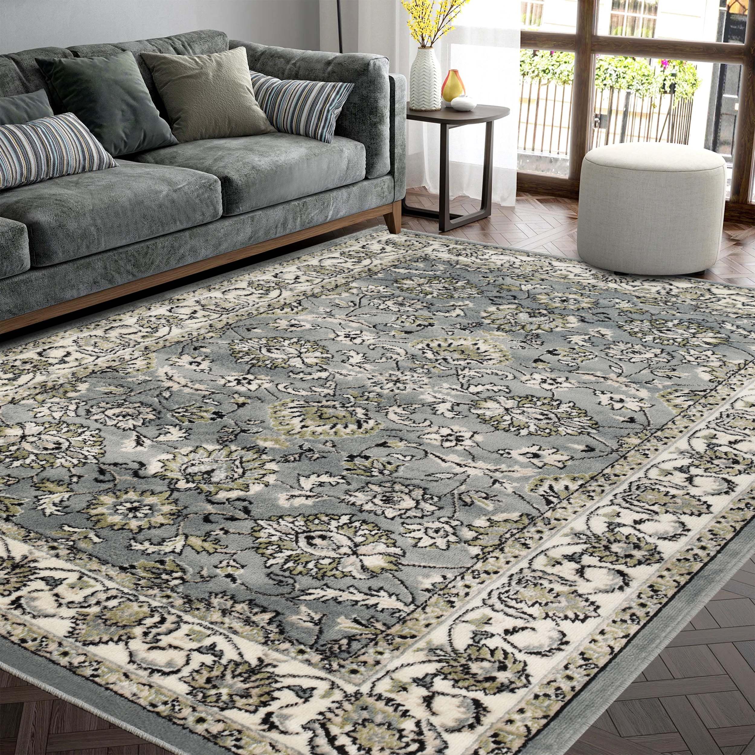 Premium Handmade Traditional Floral Area Rug - Soft Jute Backing, Lille Collection, 5' x 8' Cream - Perfect for Living Room, Bedroom, Office Decor & Cozy Home Styling