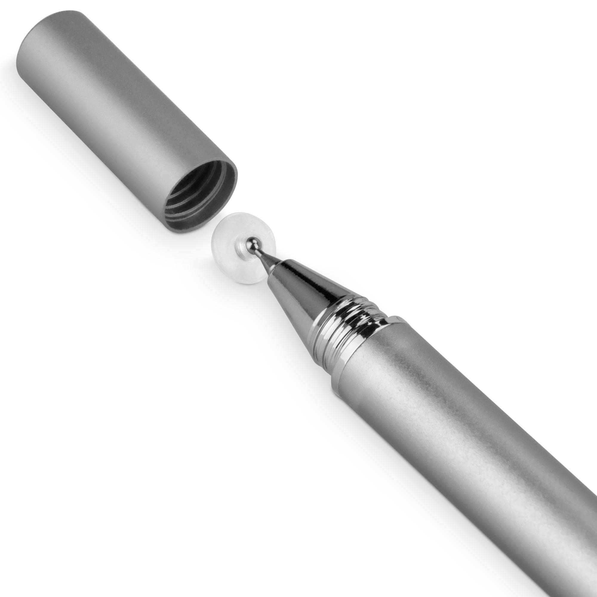 BoxWave FineTouch Capacitive Stylus Pen for BOSS Audio BCP62 - Ultra Precise Metallic Silver Stylus for Drawing, Note-Taking & Touchscreen Devices