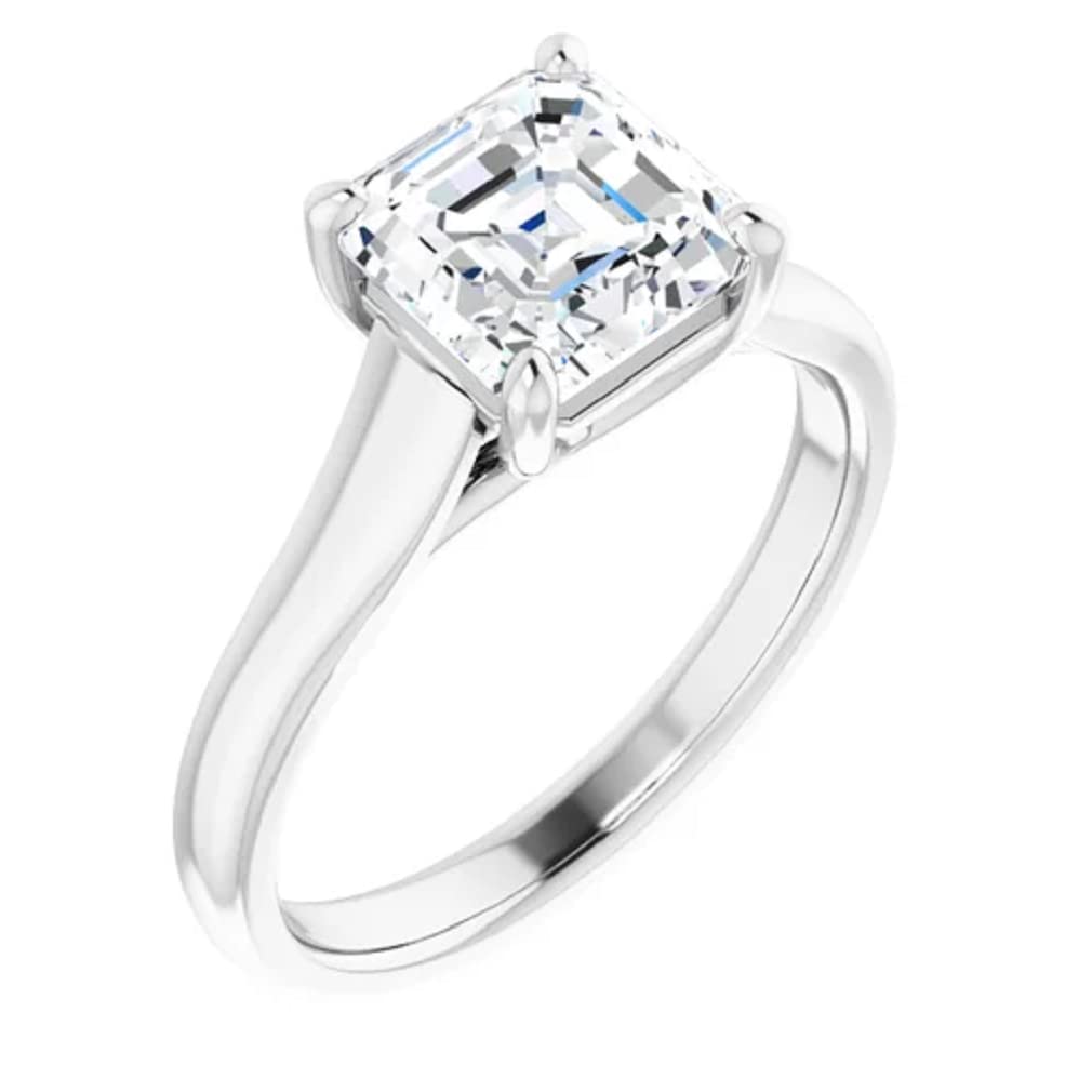 10K Solid White Gold Handmade Asscher Cut 2.0 CT Moissanite Solitaire Engagement Ring for Women - Wedding, Bridal, Proposal Jewelry Gift (Perfect for Anniversary, Valentine's Day & Special Occasions)