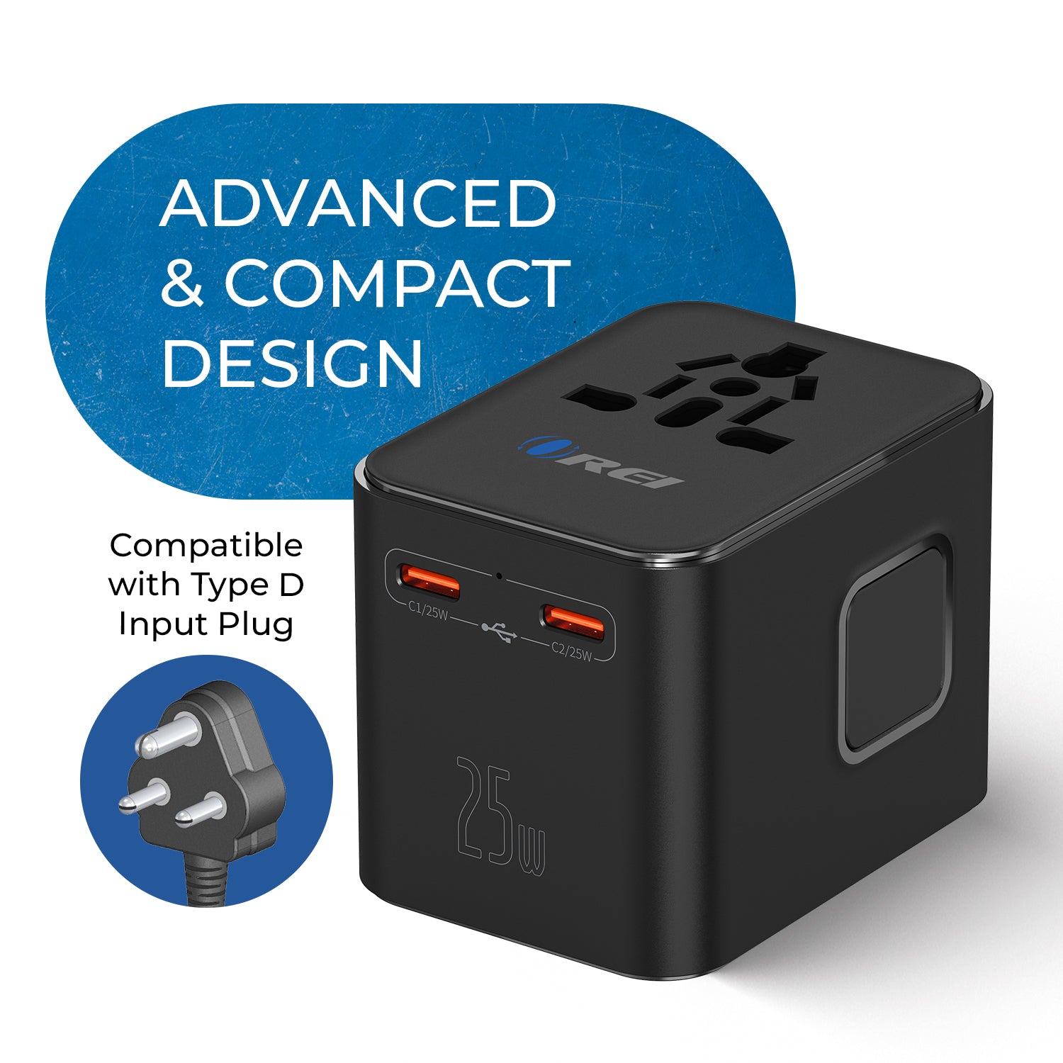 OREI 25W Universal Travel Adapter - 4 in 1 Fast Charging Power Plug for 150+ Countries with USB C & USB A Ports | Perfect for International Travel, Business Trips & Vacation Charging Needs