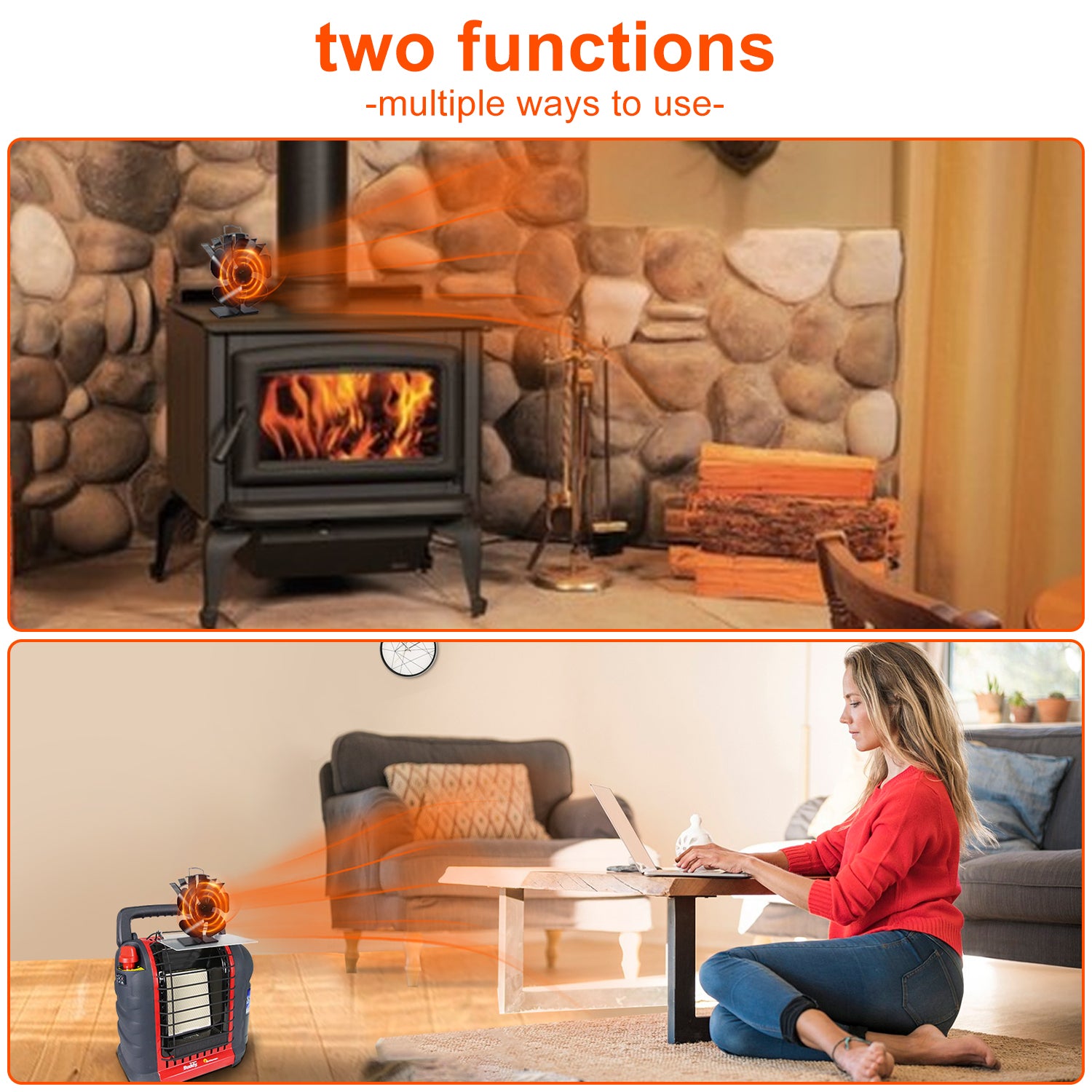 Eco-Friendly 5-Blade Heat Powered Wood Stove Fan for Heat Buddy & Log Burner - Efficient Heating for Cabins, Camping & Off-Grid Living