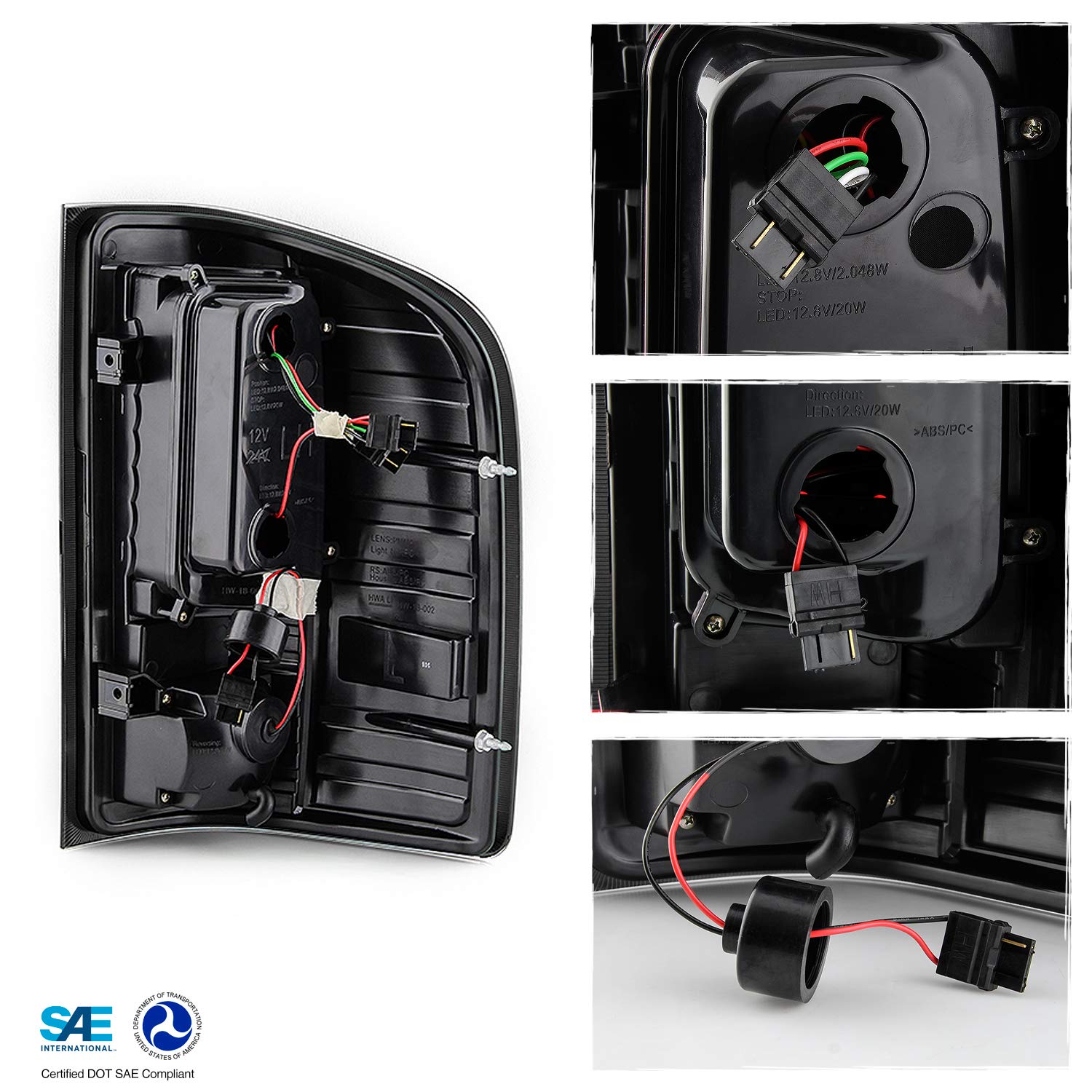 AKKON LED Tail Brake Lights for 2007-2013 Chevy Silverado 1500 2500HD 3500HD & GMC Sierra 3500HD - Sequential Turn Signal Black C-Tube Light Bar Pair - Upgrade Your Truck's Rear Lighting for Better Visibility and Style