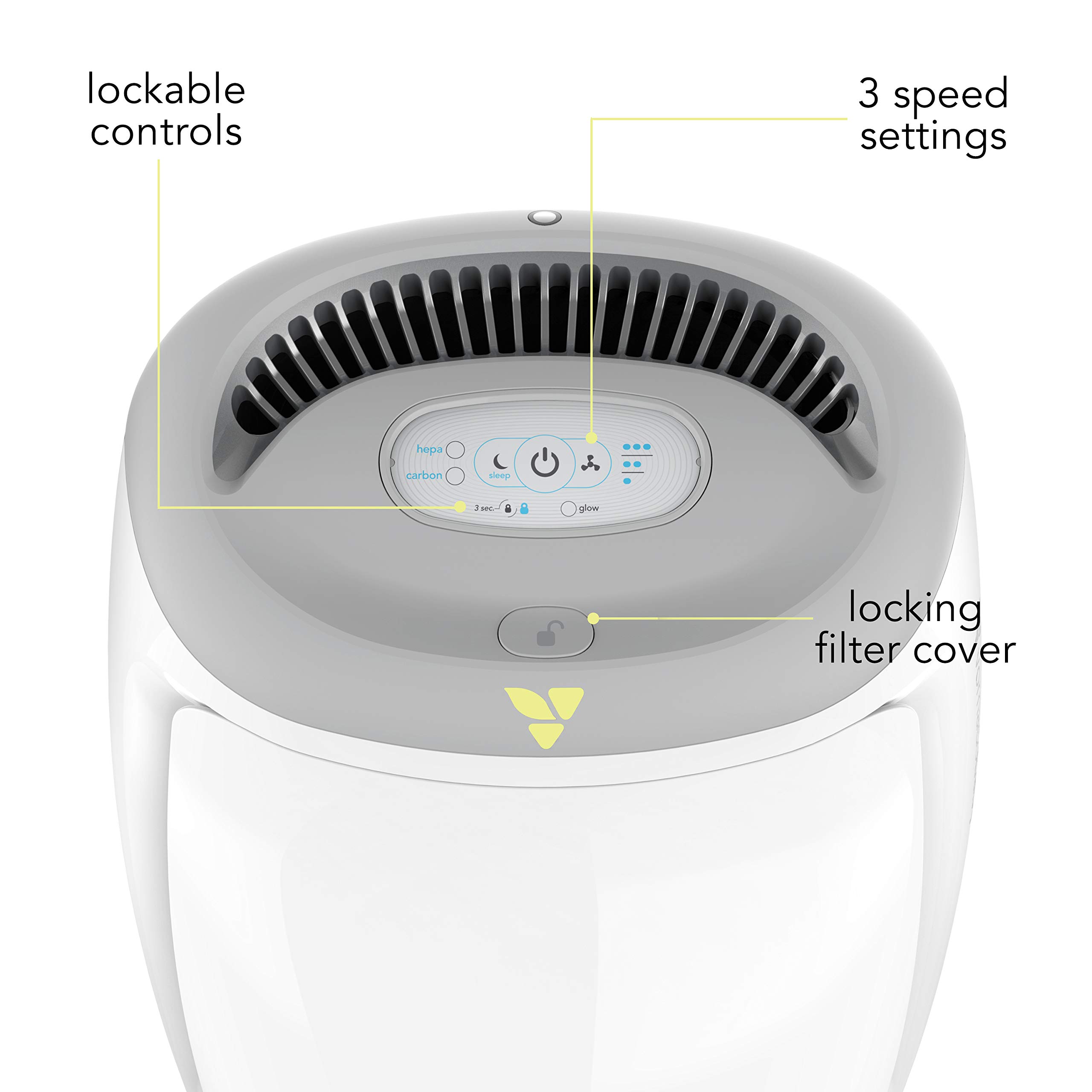 Purio Nursery Air Purifier with True HEPA Filter - Quiet Baby Room Air Cleaner with Night Light & Safety Lock, White | Perfect for Newborns, Kids' Bedrooms & Allergy Relief
