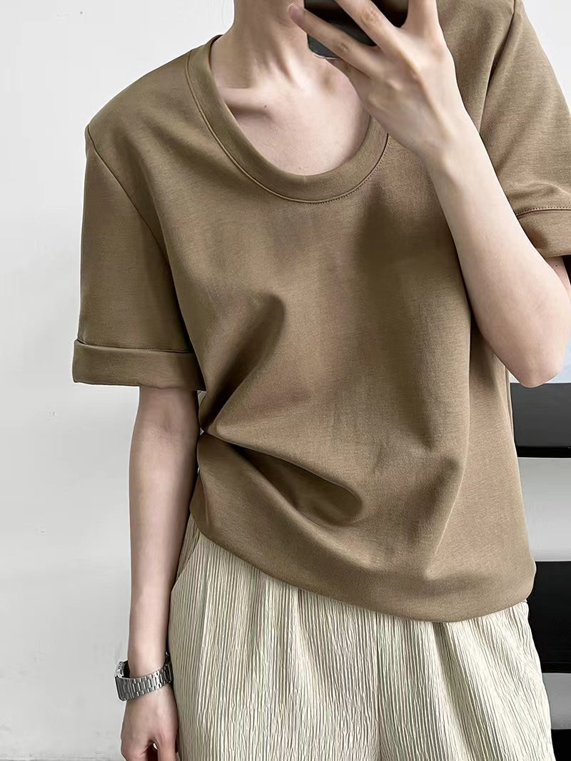 Lovevop Basic Slouchy Loose Cuffed T-Shirt for Women - Soft Casual Tee for Everyday Wear, Lounge & Street Style Outfits