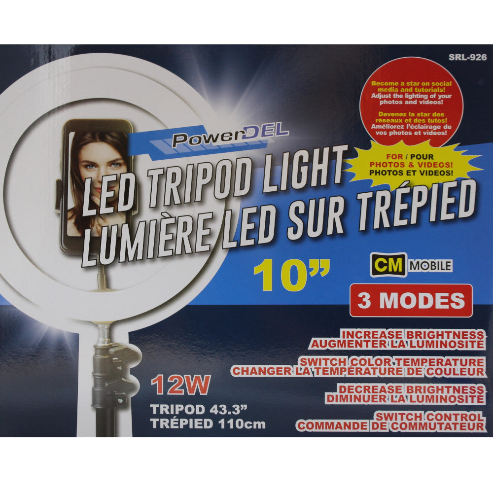 POWERDEL 10 LED Halo Light with Tripod Stand - Professional Ring Light for Photography, YouTube Videos, Live Streaming & Makeup - SRL 926