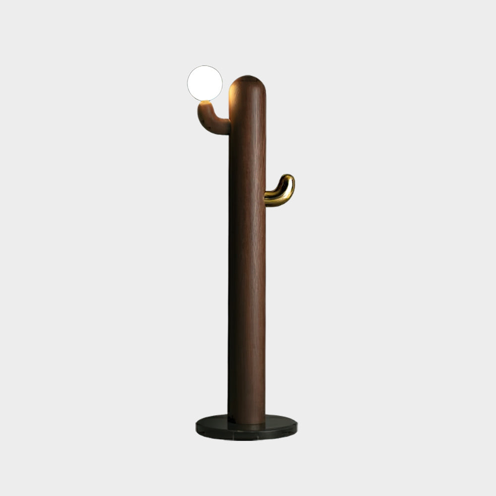Modern Cactus Wood Floor Lamp - Handcrafted Natural Wood Standing Light for Living Room, Bedroom & Office - Warm Ambient Lighting for Home Decor