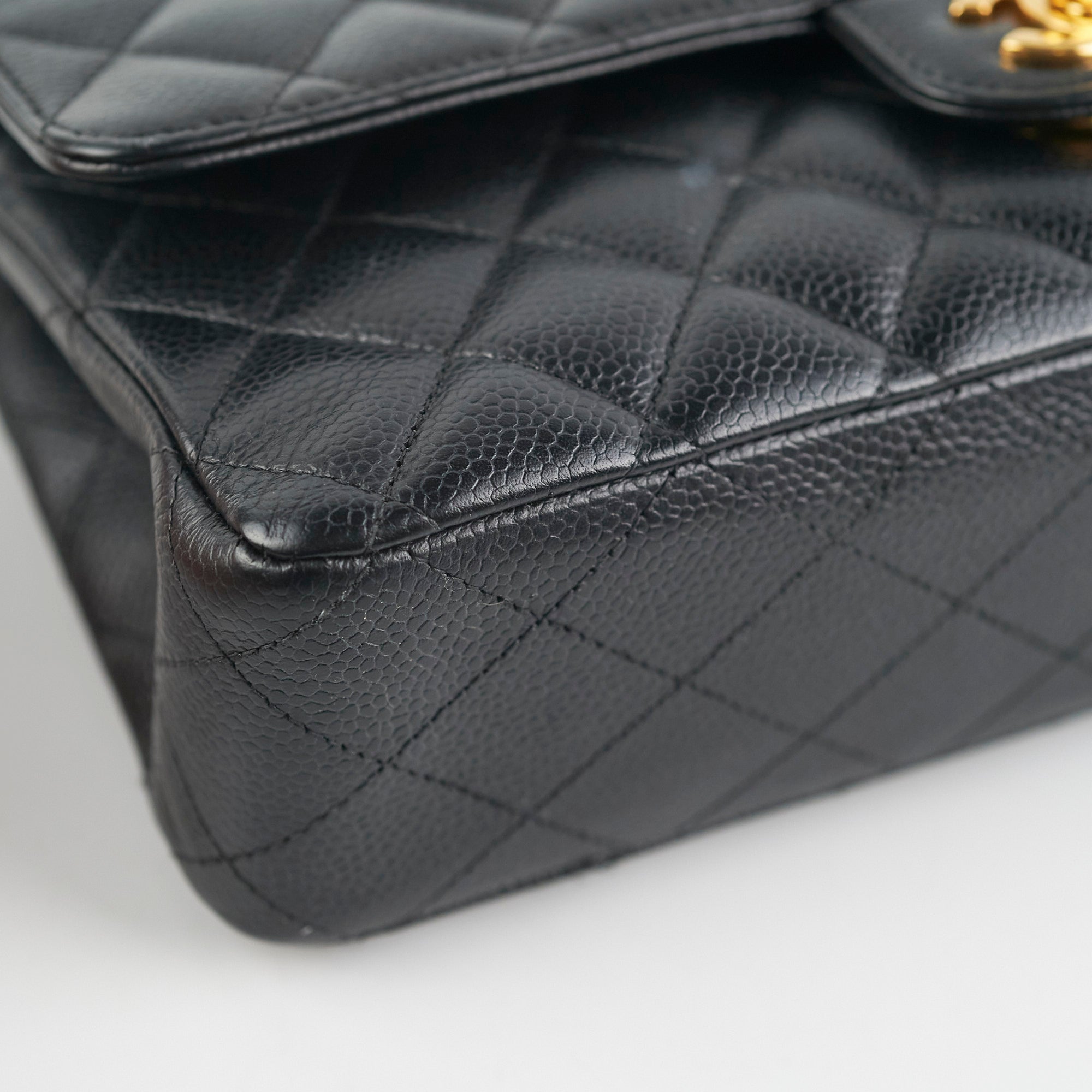 Chanel Medium/Large Caviar Double Classic Flap Black Handbag - Luxury Designer Crossbody Purse for Women | Perfect for Work, Evening Events & Special Occasions