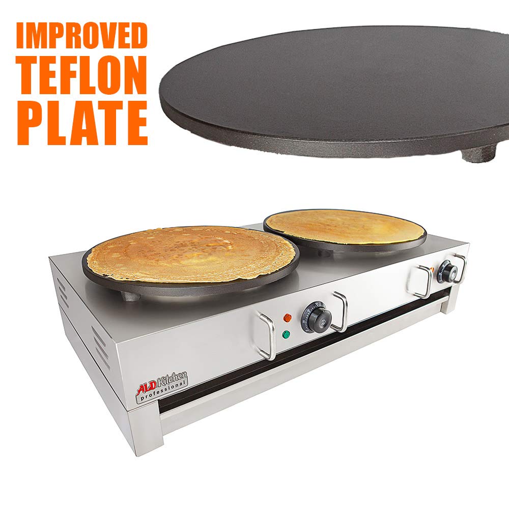 Commercial Electric Crepe Maker Machine - Double Hot Plate Griddle for Crepes, Pancakes & Snacks - Perfect for Restaurants, Cafes & Home Breakfast Cooking
