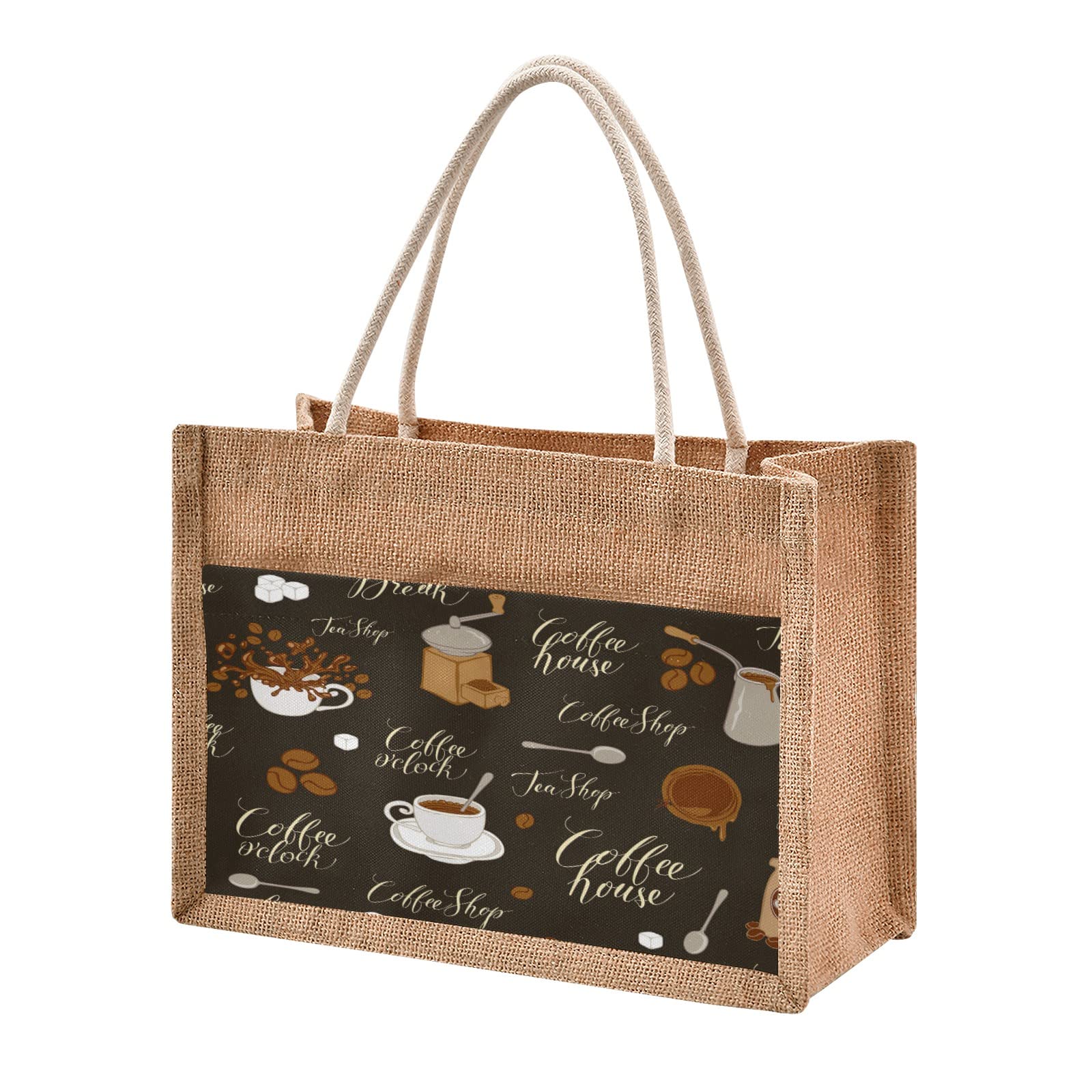 Eco-Friendly Jute Tote Bag - Waterproof Burlap Straw Grocery Shopping Bag for Coffee, Beach & Travel | Reusable & Durable for Daily Use, Market Trips & Picnics