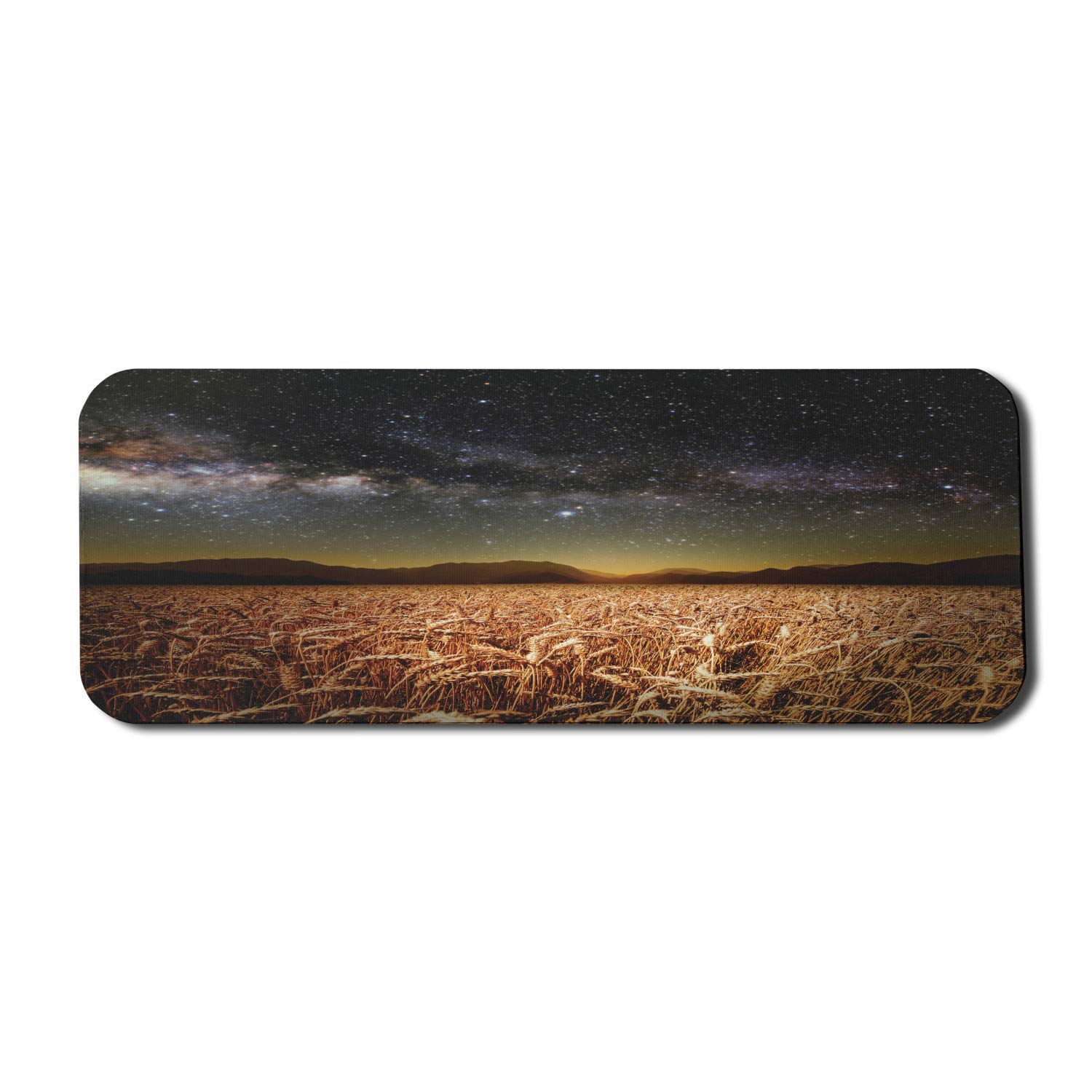 Ambesonne Space Themed Mouse Pad - Wheat Field Meadow Under Stars Clusters Twilight Harvesting Rural Art Print, Non-Slip Rubber Gaming Mousepad, Large 31