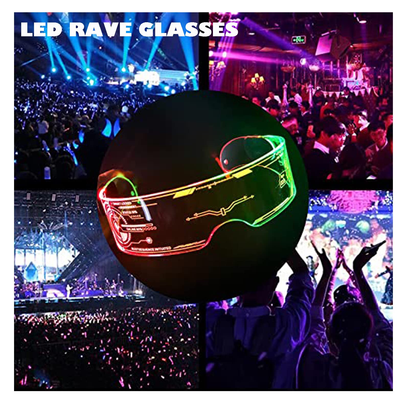 Cyberpunk LED Light Up Glasses - Futuristic Cosplay Accessory for Parties & Raves