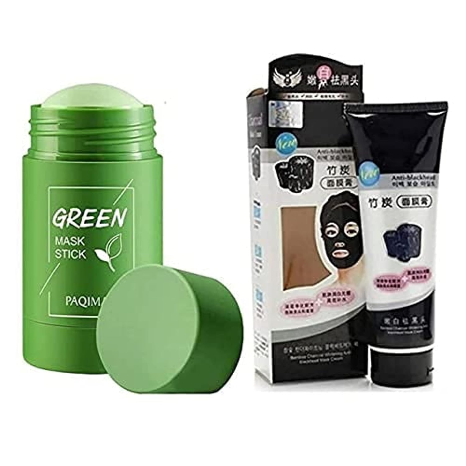 Green Tea & Charcoal Clay Face Mask Set - Purifying Stick Mask & Peel Off Mask for Oil Control, Anti-Acne & Deep Cleansing | Detoxifying Facial Treatment for Oily & Problem Skin | Perfect for Daily Skincare Routine & Spa Night