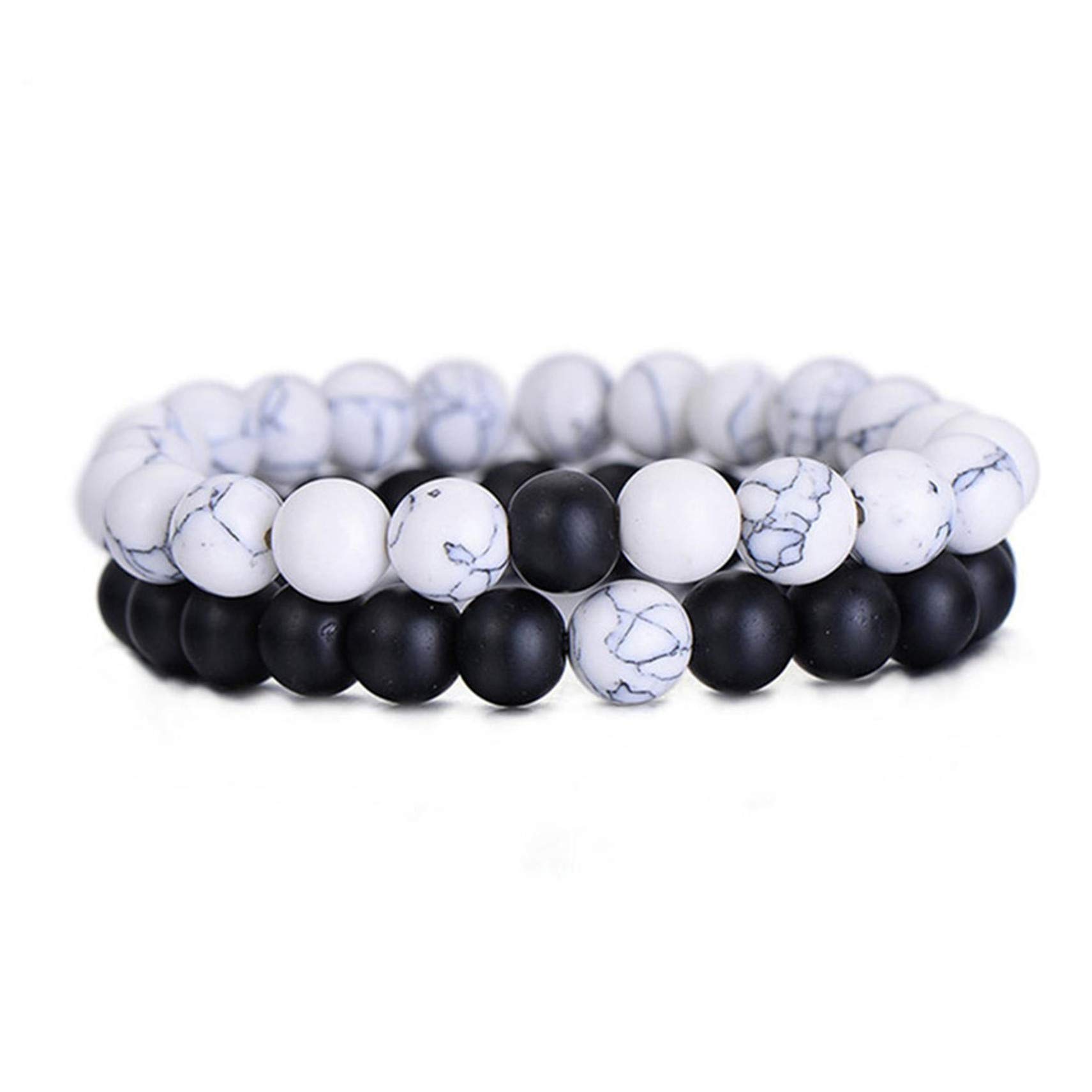Lava Couples Bracelet for Women & Men - 8mm Natural Bead His & Hers Bracelet, Elastic Lava Rock Yoga Bracelet for Long Distance Relationships - Perfect for Anniversary Gifts, Couple Matching Jewelry & Meditation Accessories