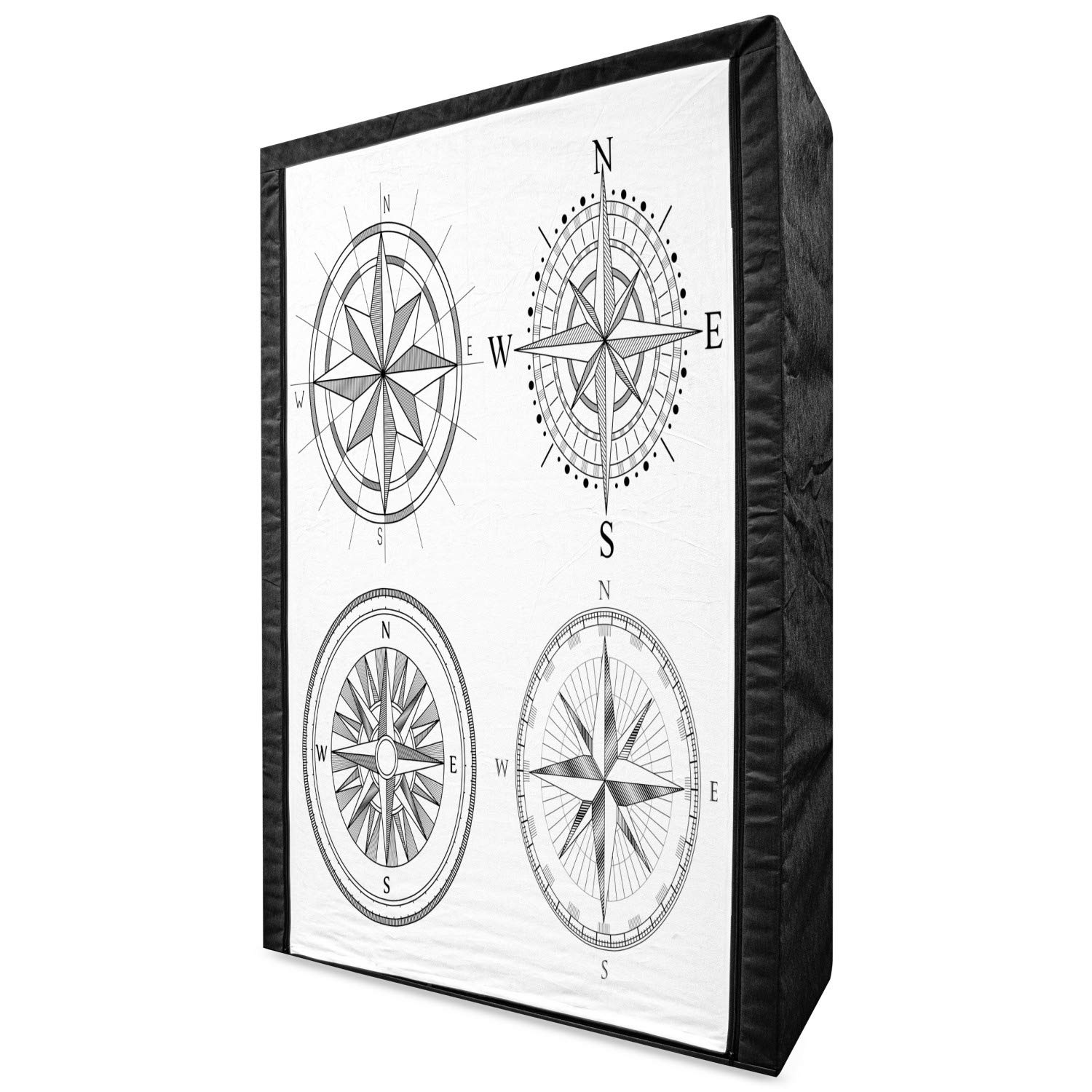 Ambesonne Black and White Compass Portable Fabric Wardrobe - 42.5