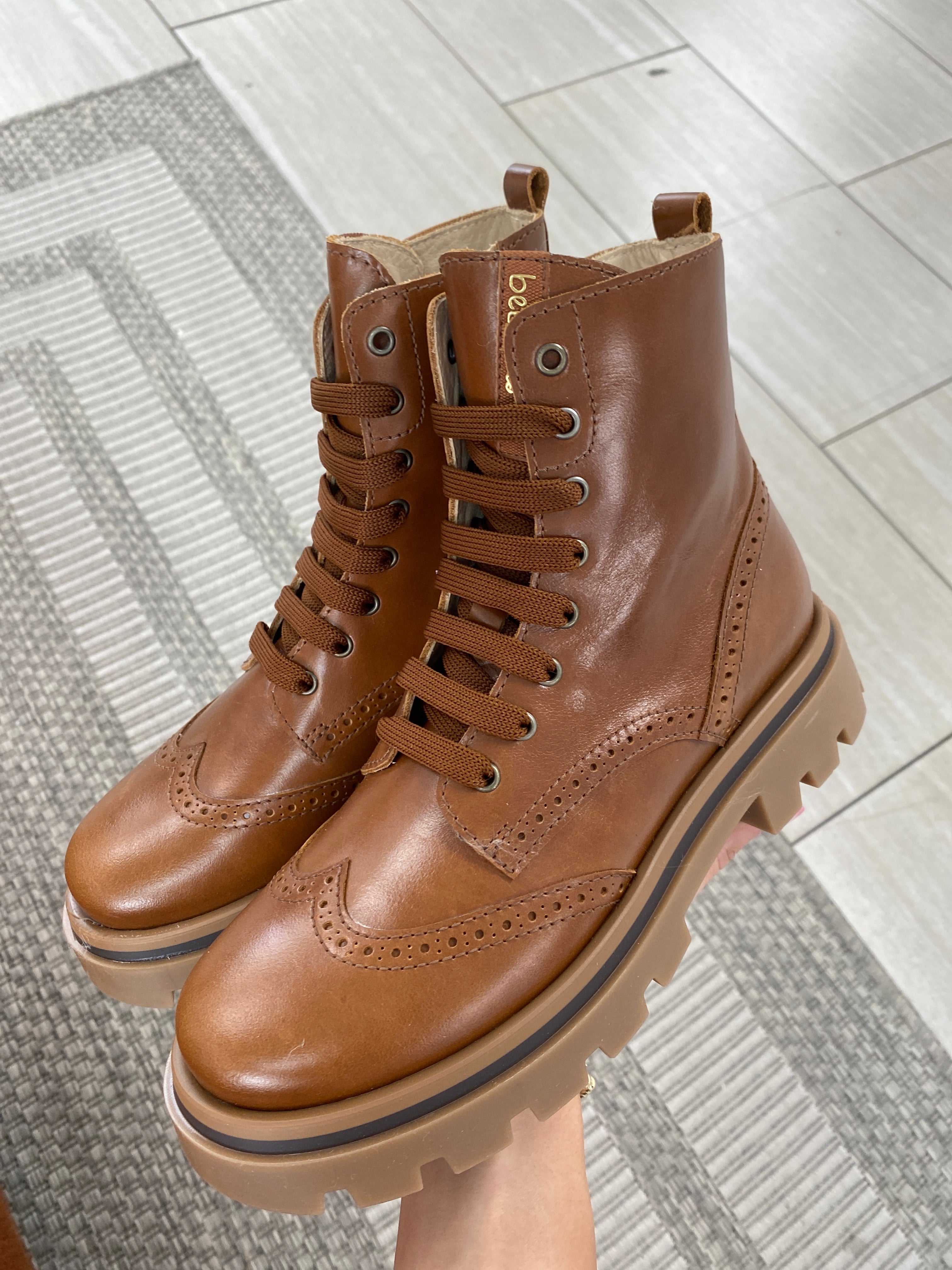 Beberlis Burnished Tan Combat Boots for Women - Stylish & Durable Military Ankle Boots - Perfect for Outdoor, Work & Fashion